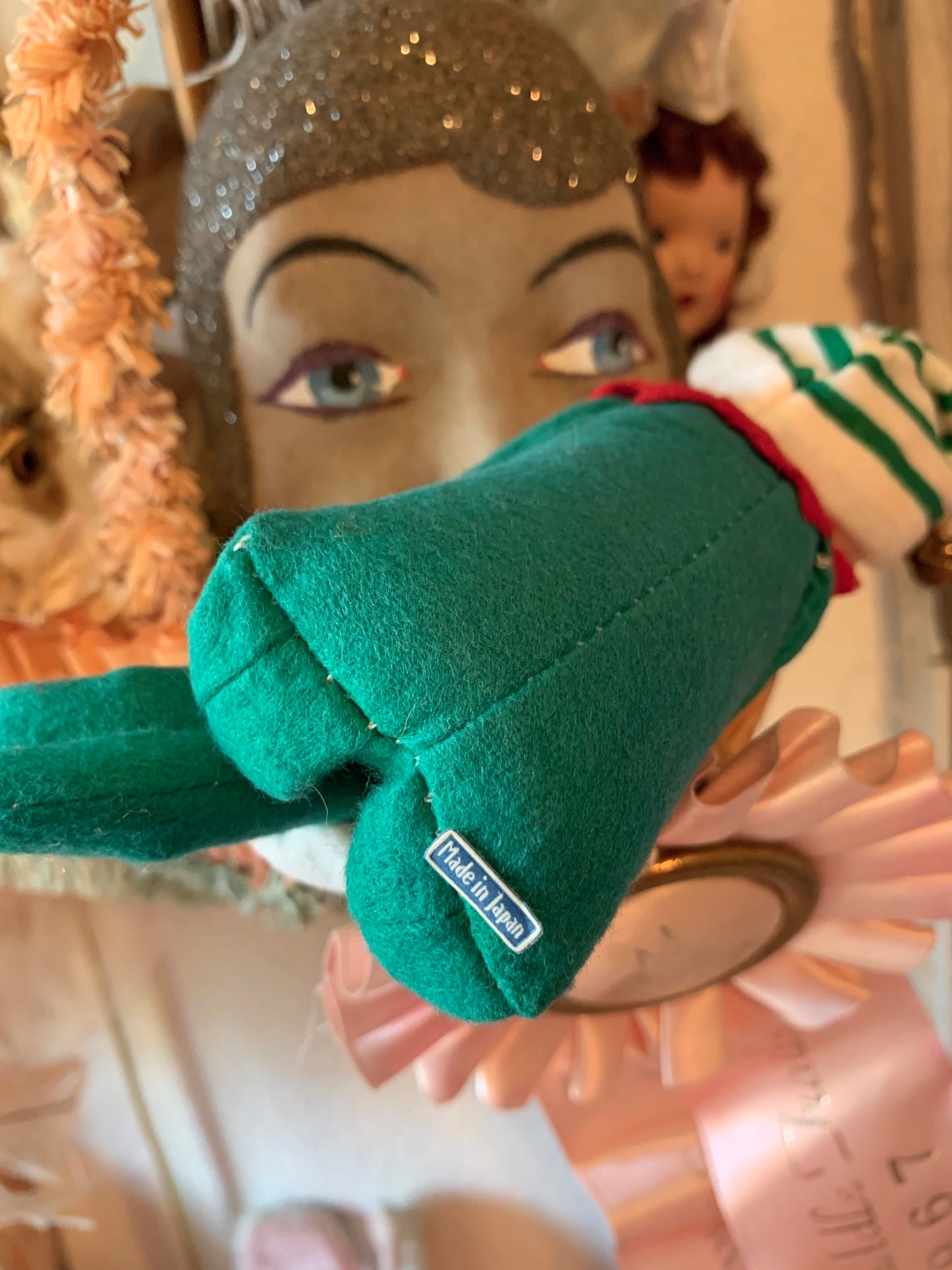 Vintage knee hugger elf Christmas shelf sitter pixie doll