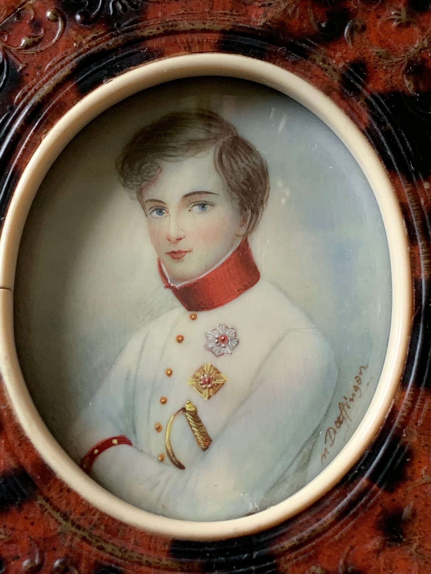 Antique miniature portrait painting