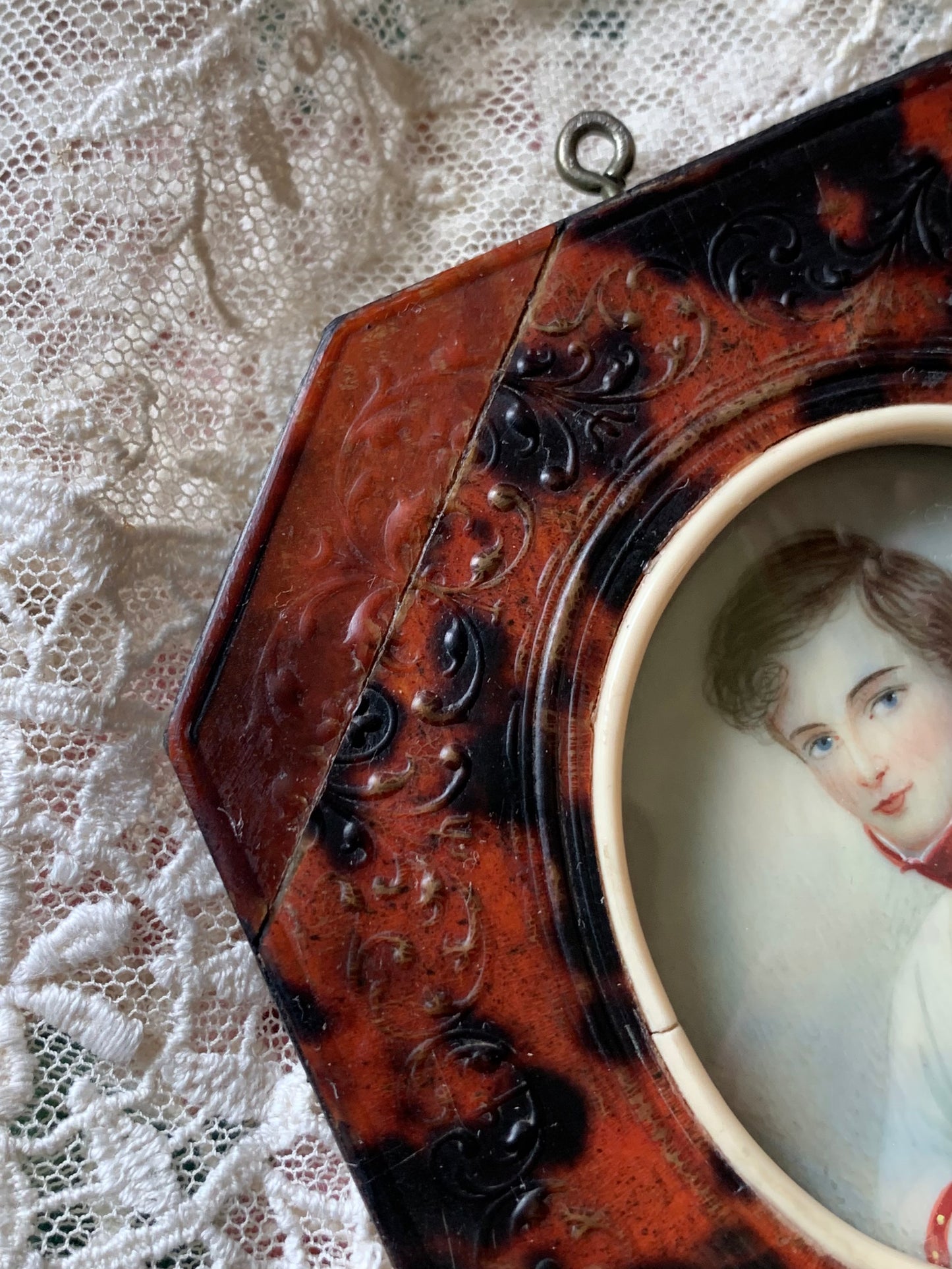 Antique miniature portrait painting