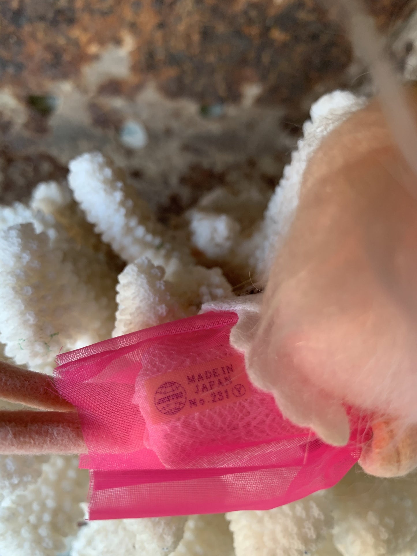Vintage mini pink hair angel ornament Christmas pixie