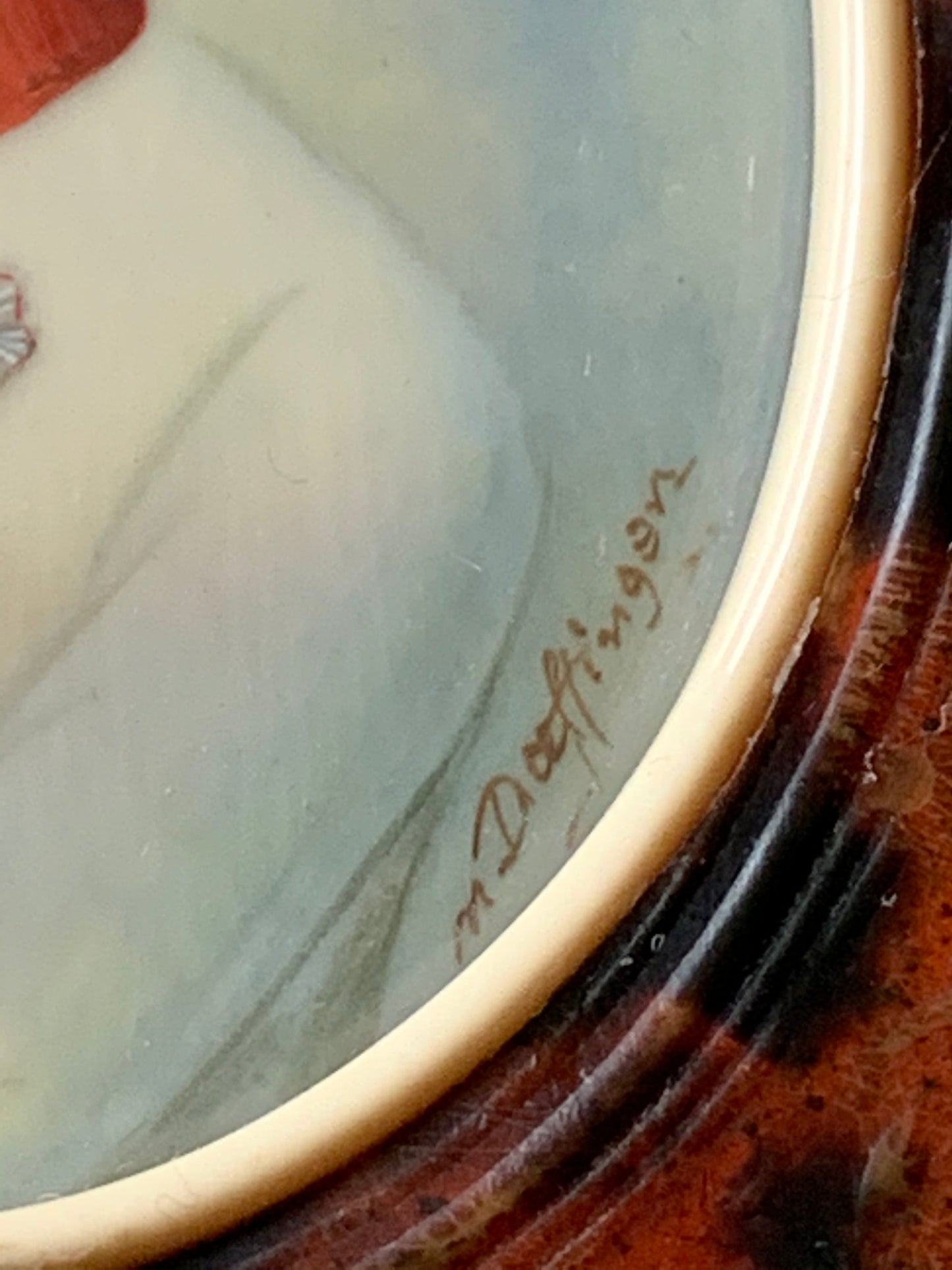 Antique miniature portrait painting