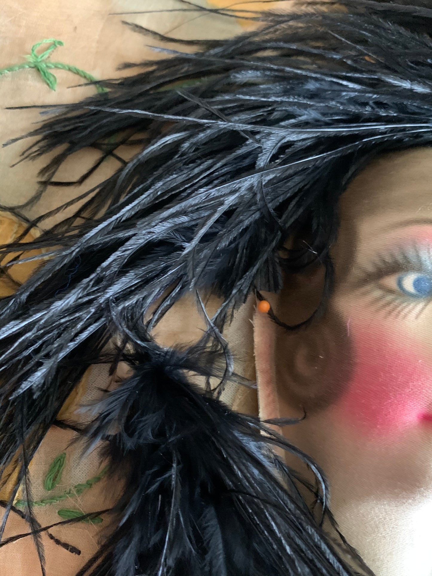 Assembled shabby vintage doll face pillow