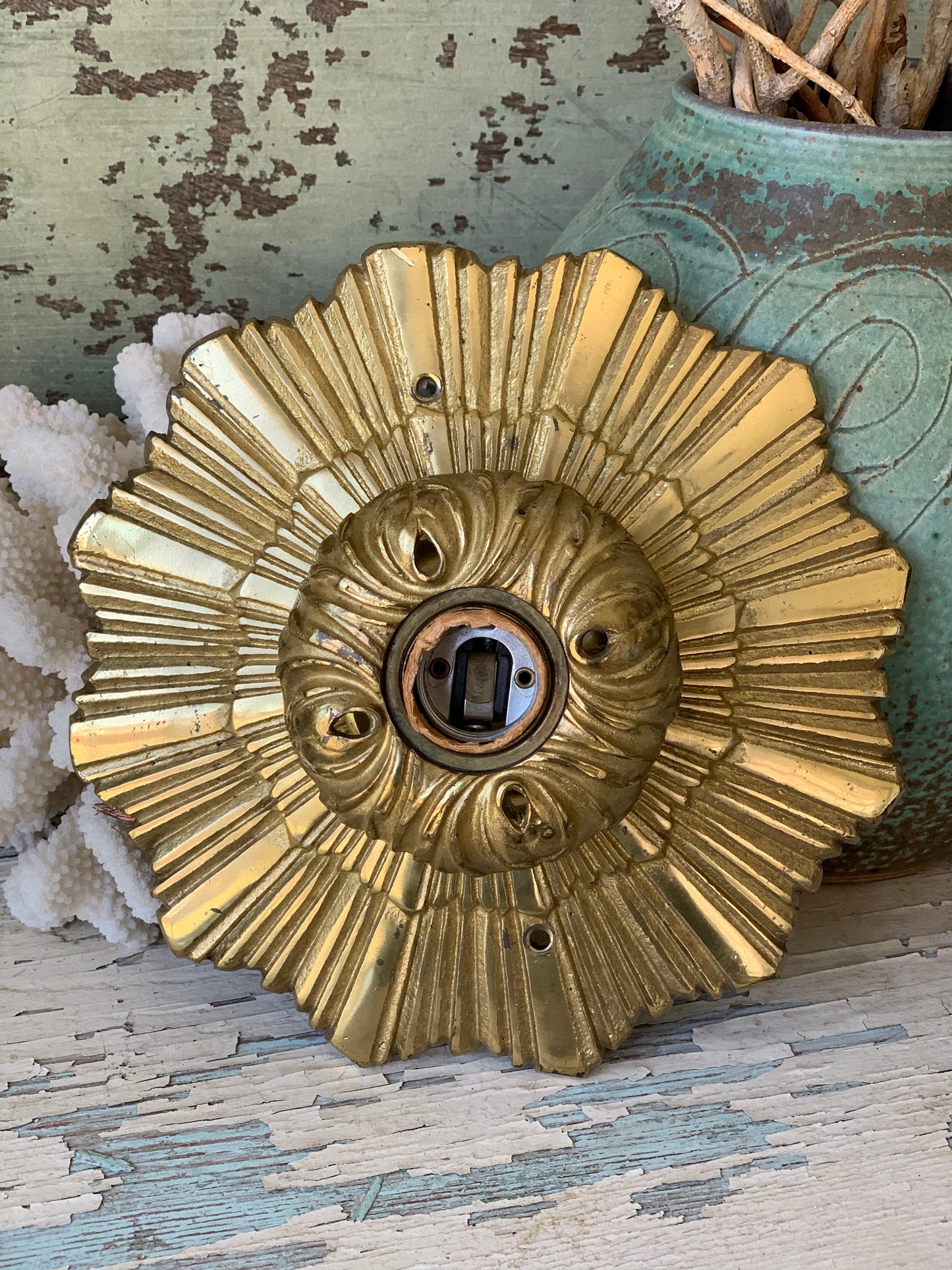 Mid century starburst flush mount ceiling light