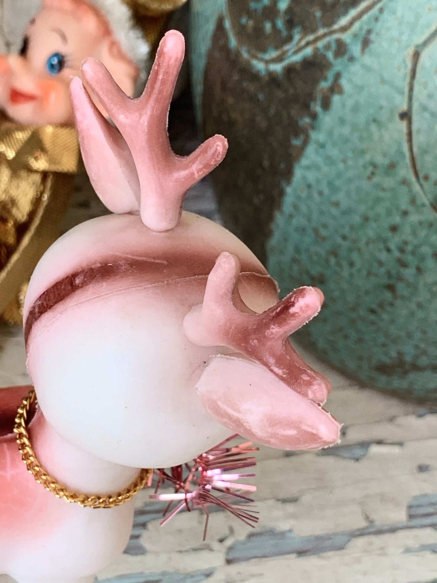 Vintage pink Christmas reindeer