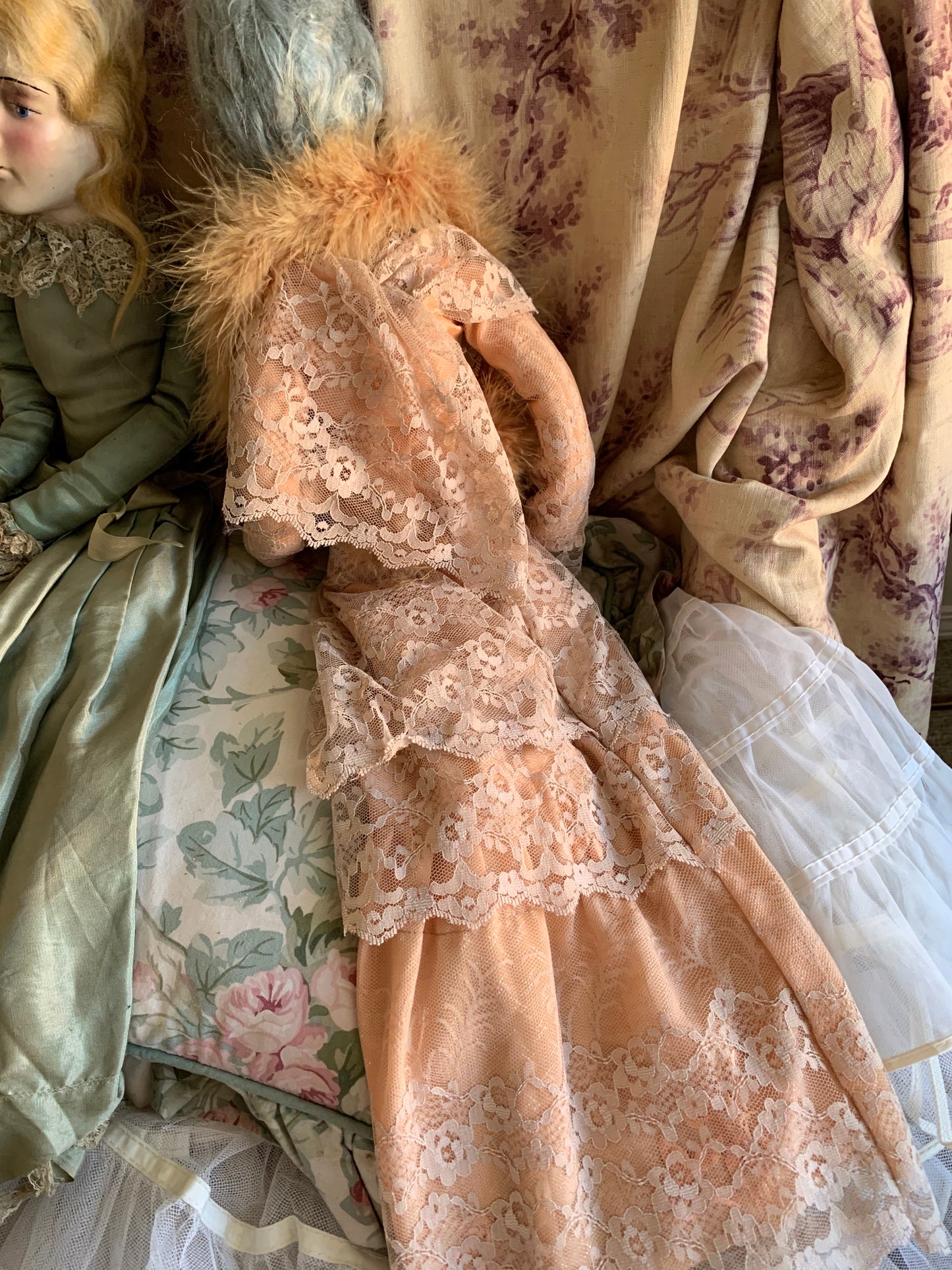 Vintage blue hair boudoir doll time worn flapper doll