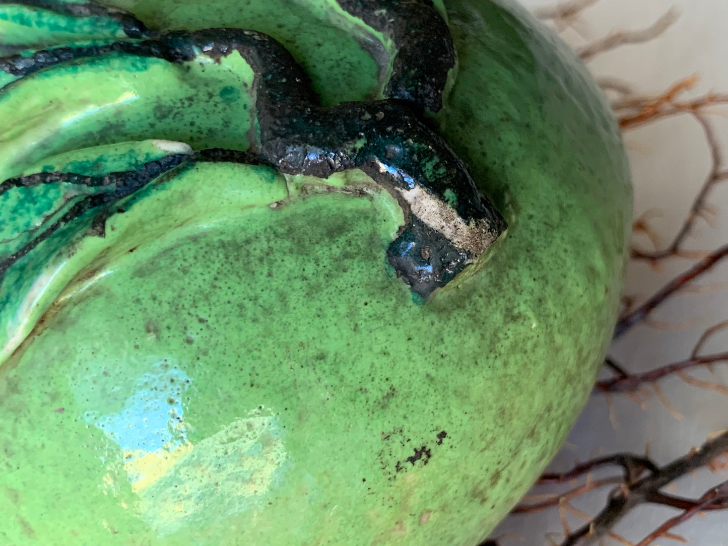 Vintage pottery altar fruit mango