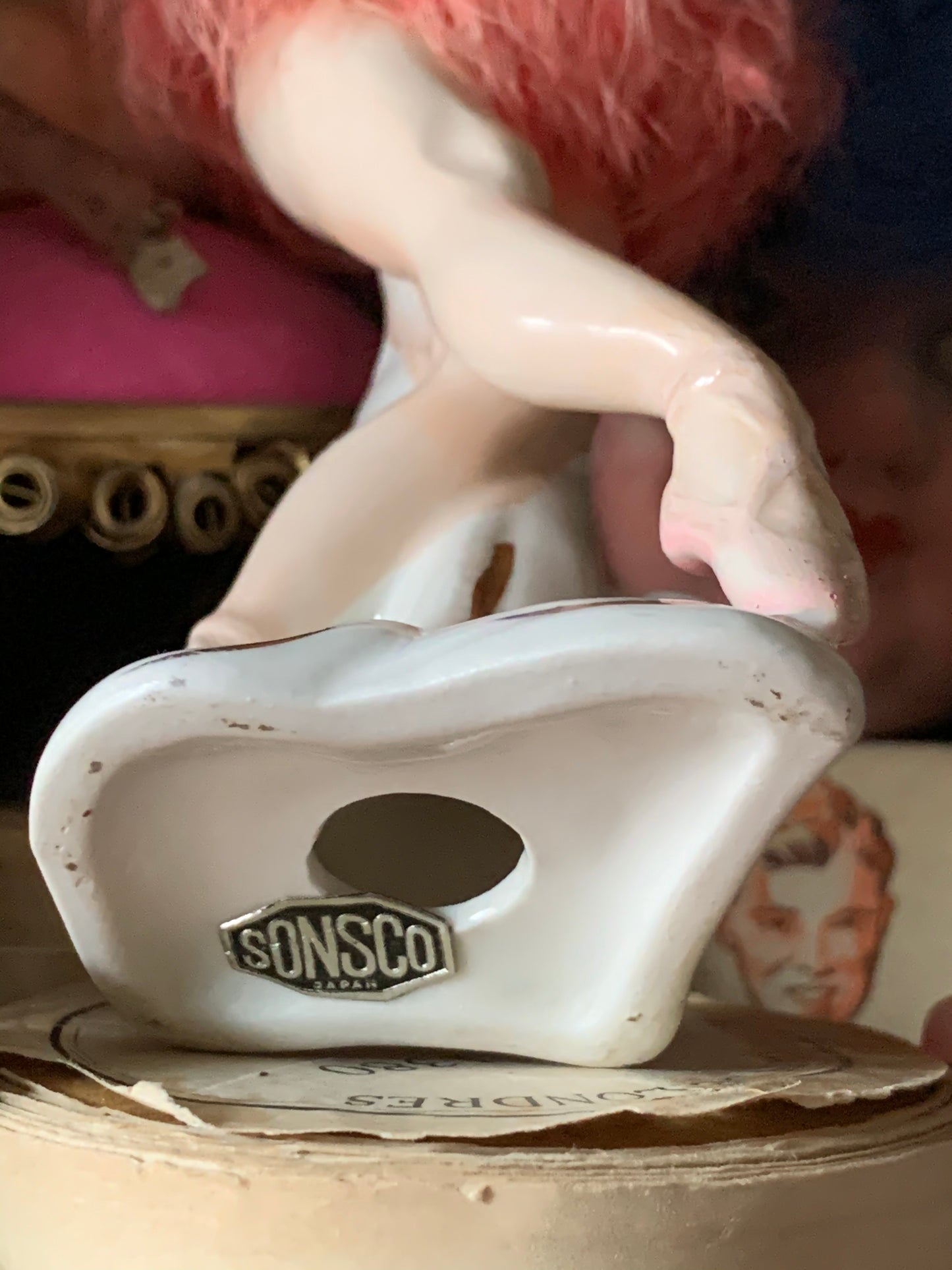 Vintage pink ballerina figurine