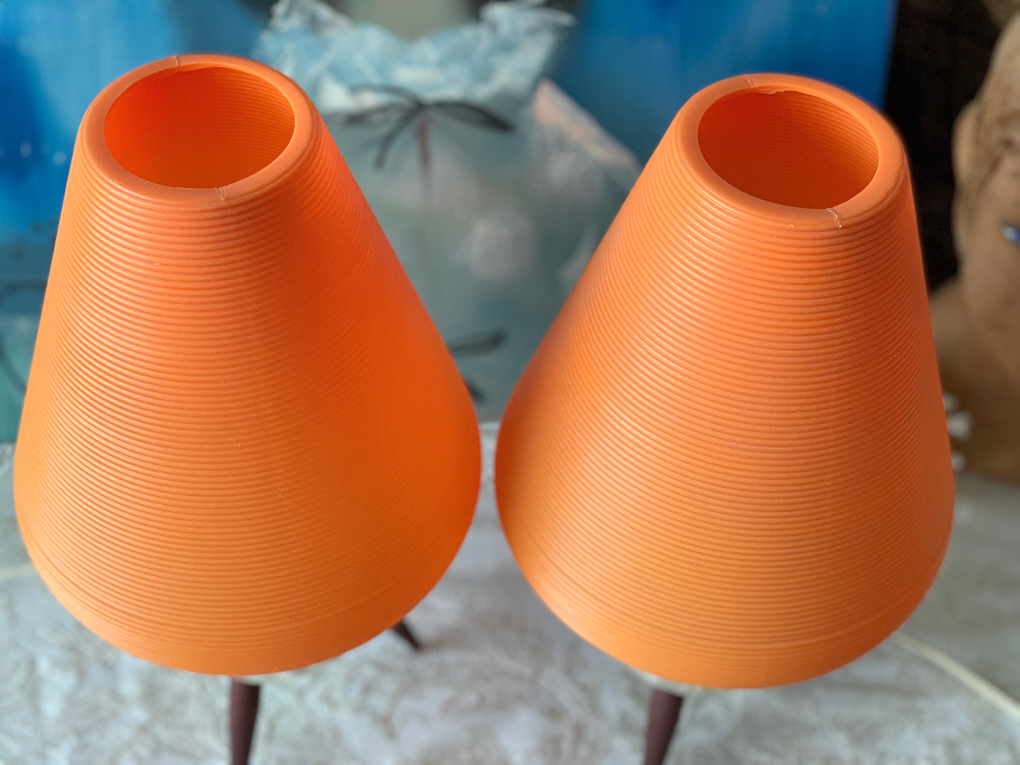 Vintage pair orange beehive lamps mid century lights