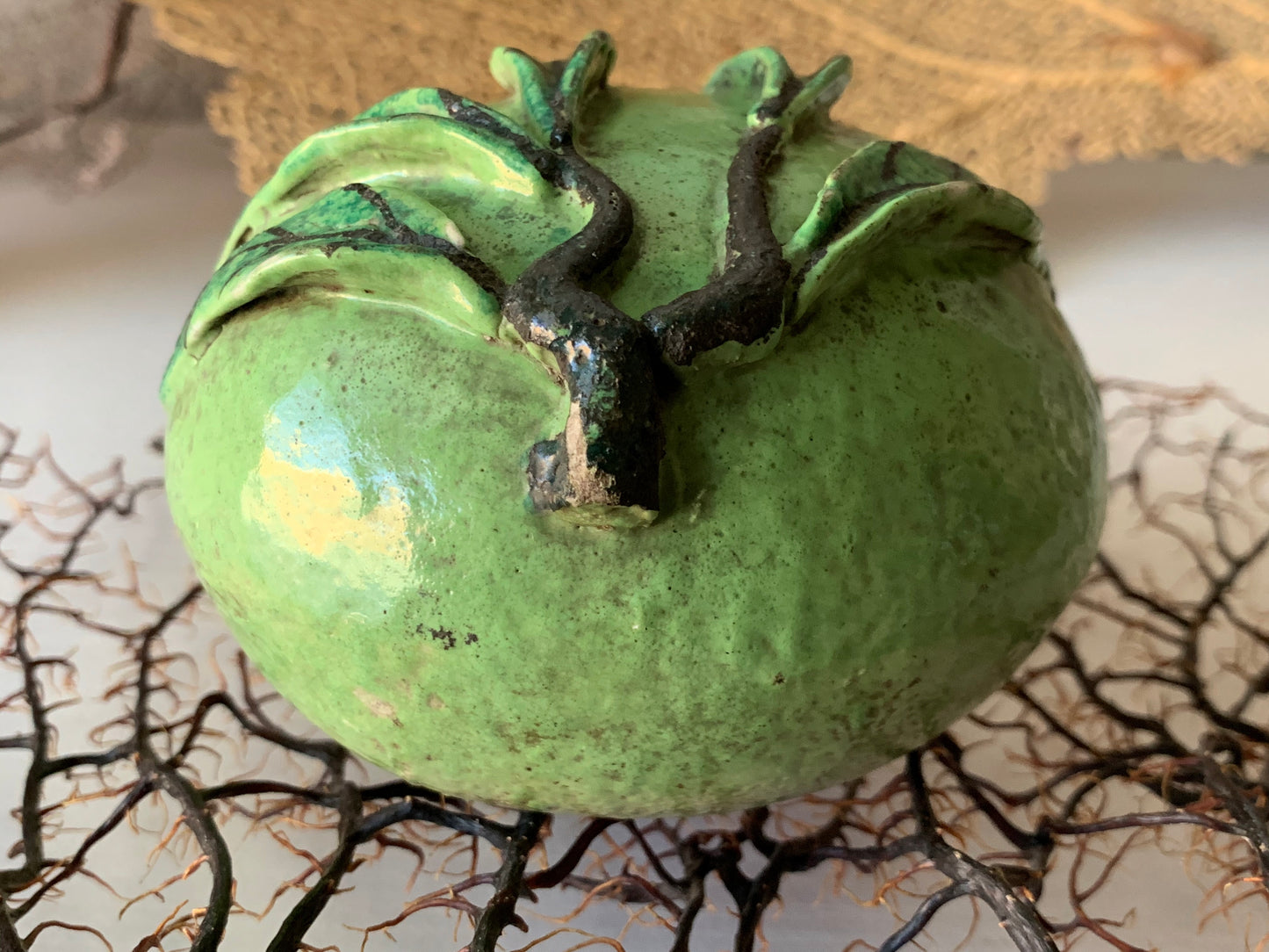 Vintage pottery altar fruit mango