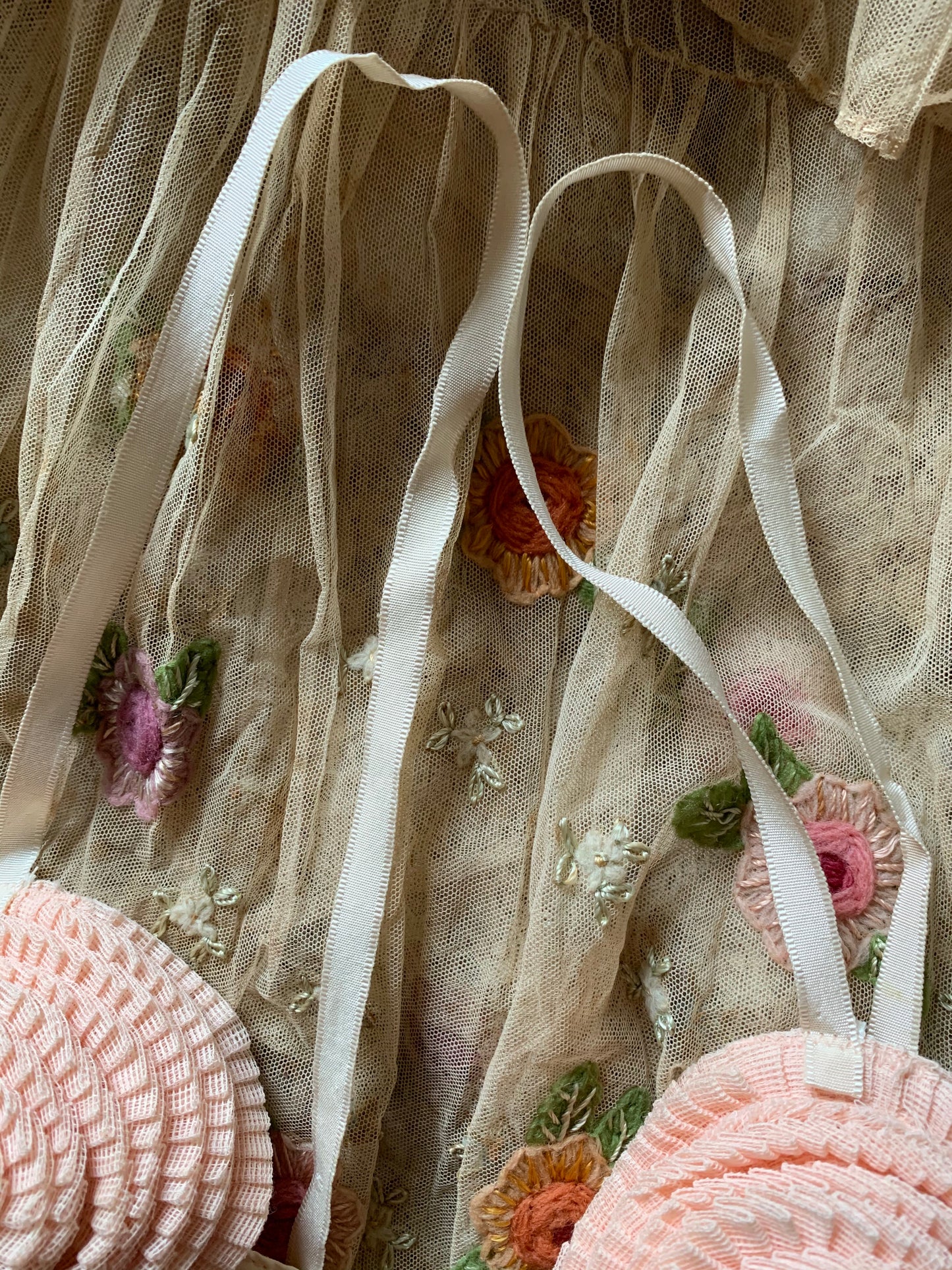 Vintage old pink ruffly bra