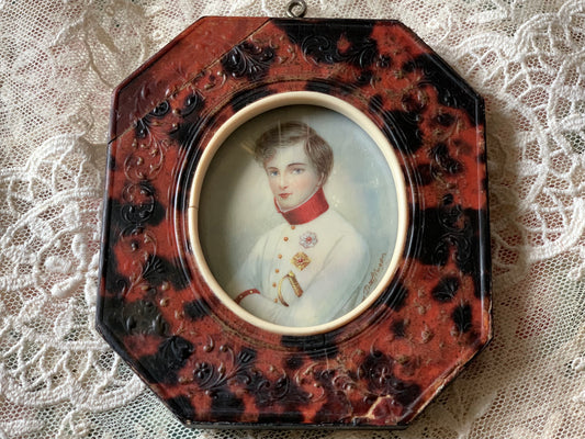 Antique miniature portrait painting