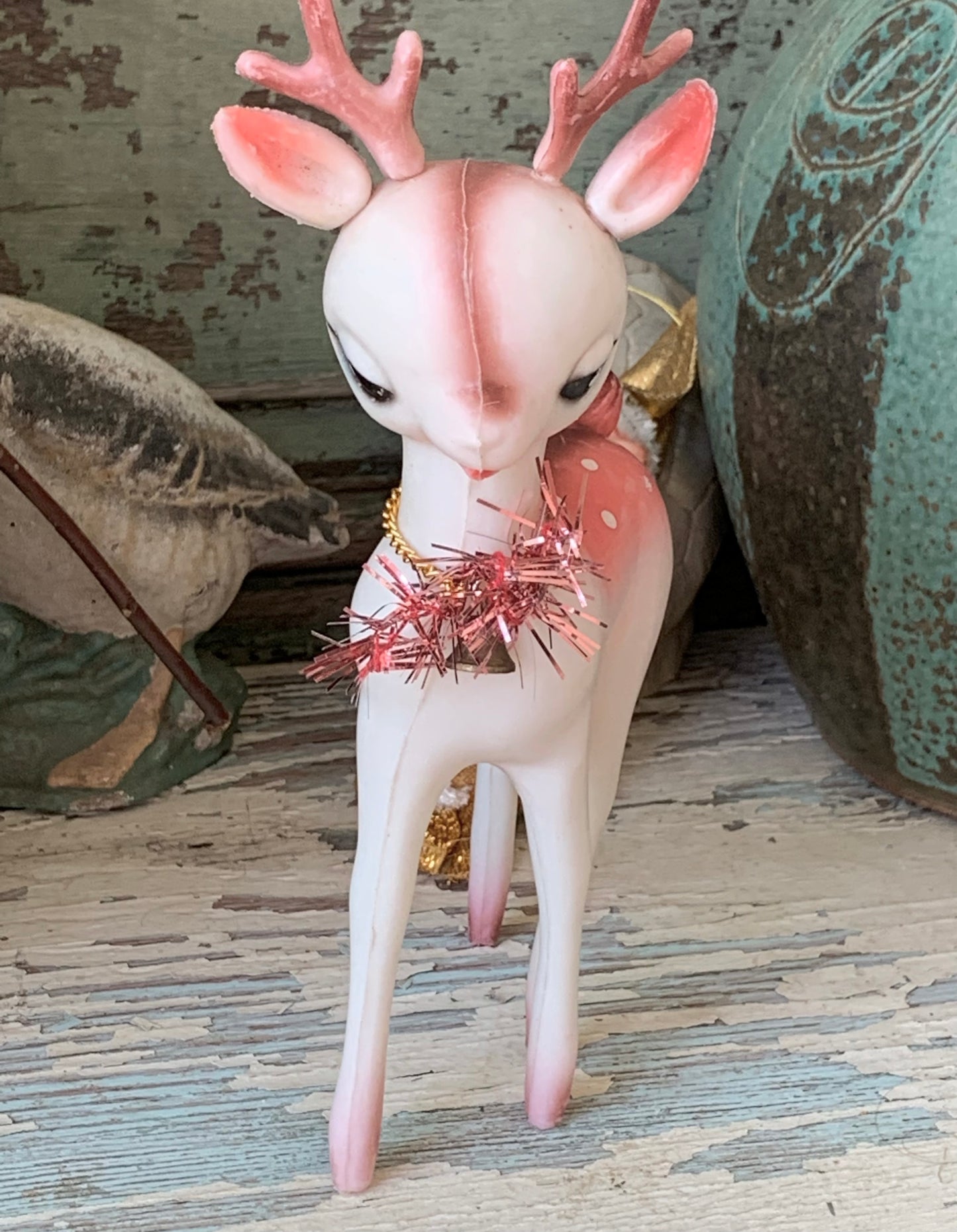 Vintage pink Christmas reindeer