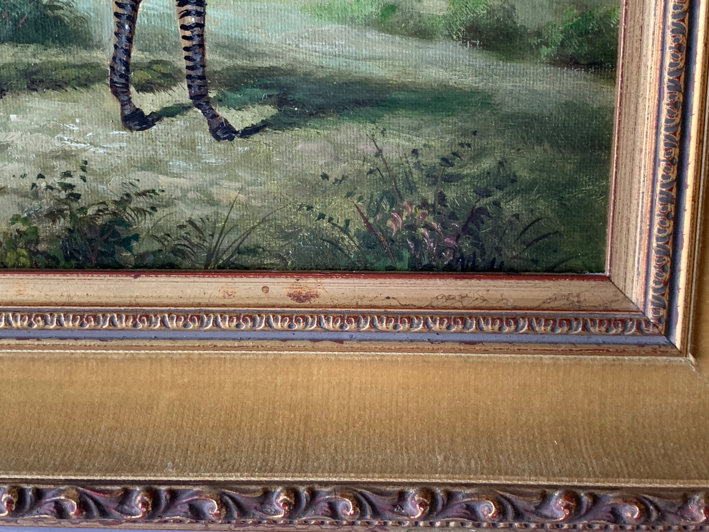 Vintage small original zebra painting