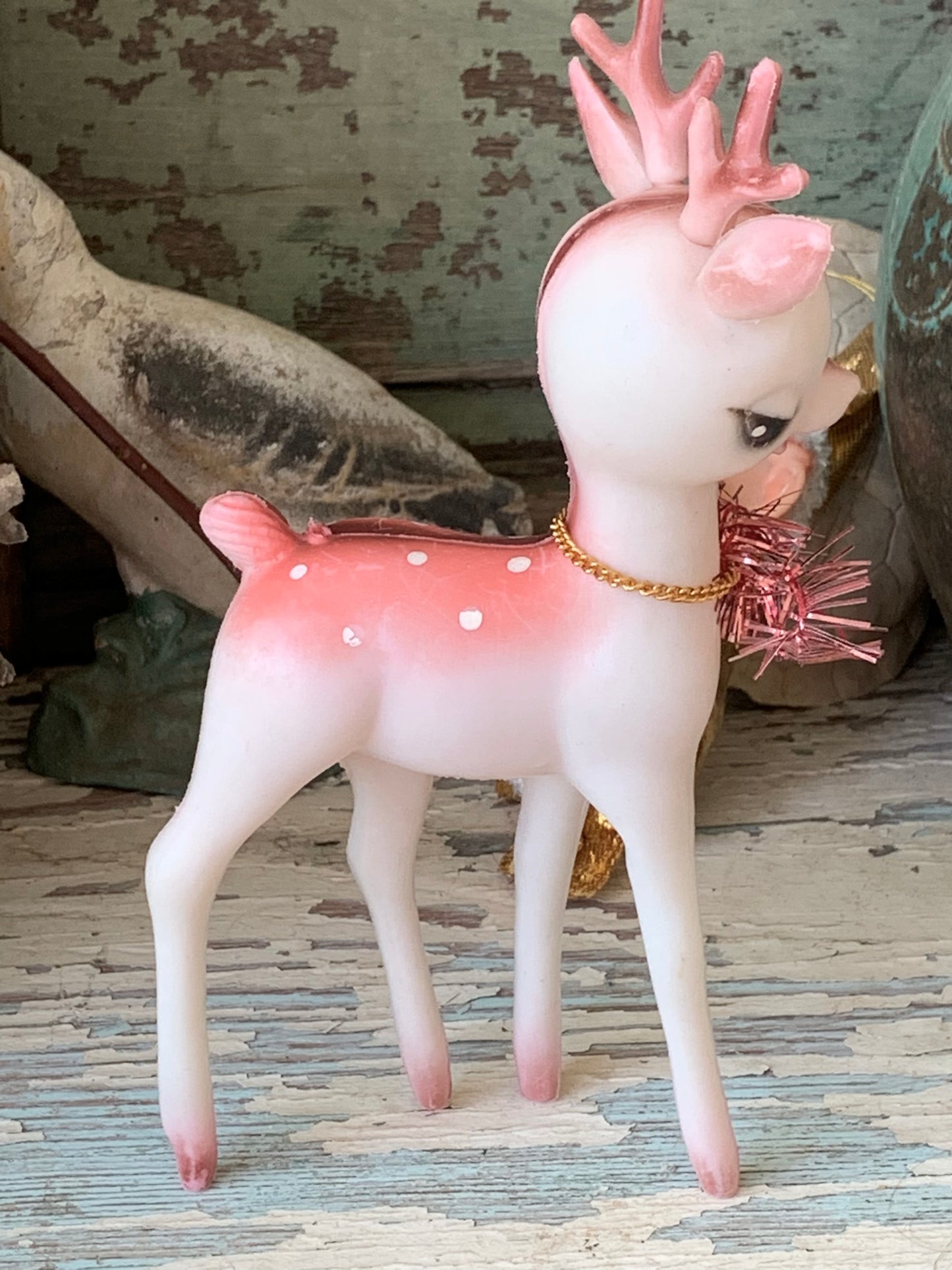 Vintage pink Christmas reindeer