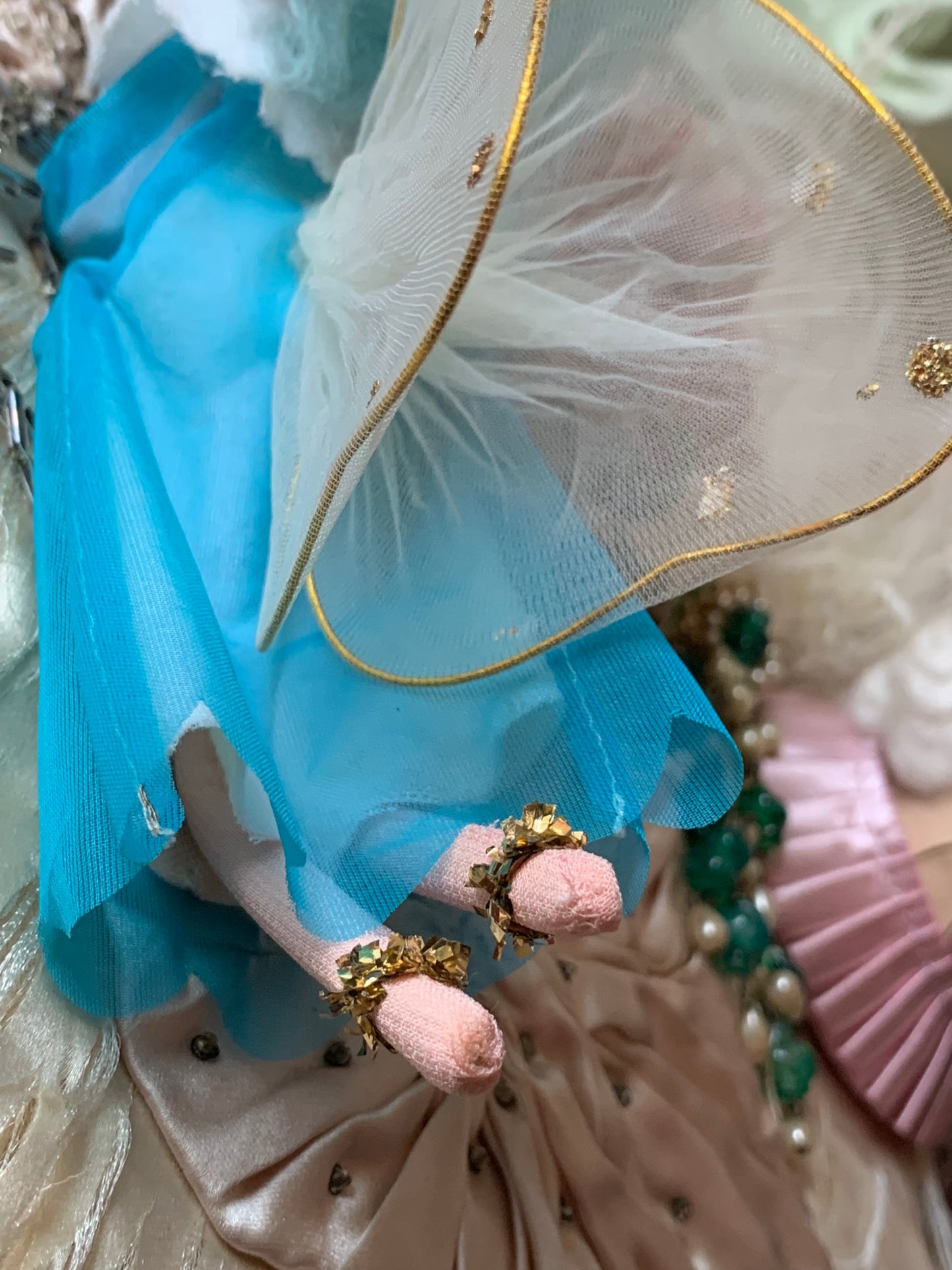 Vintage blue hair angel ornament