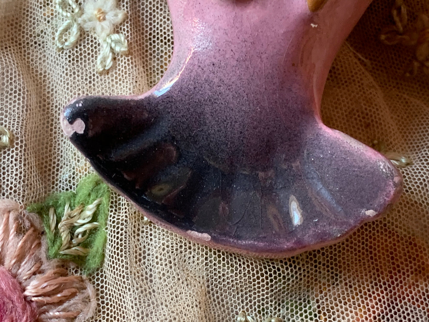 Vintage pink bird wall pocket