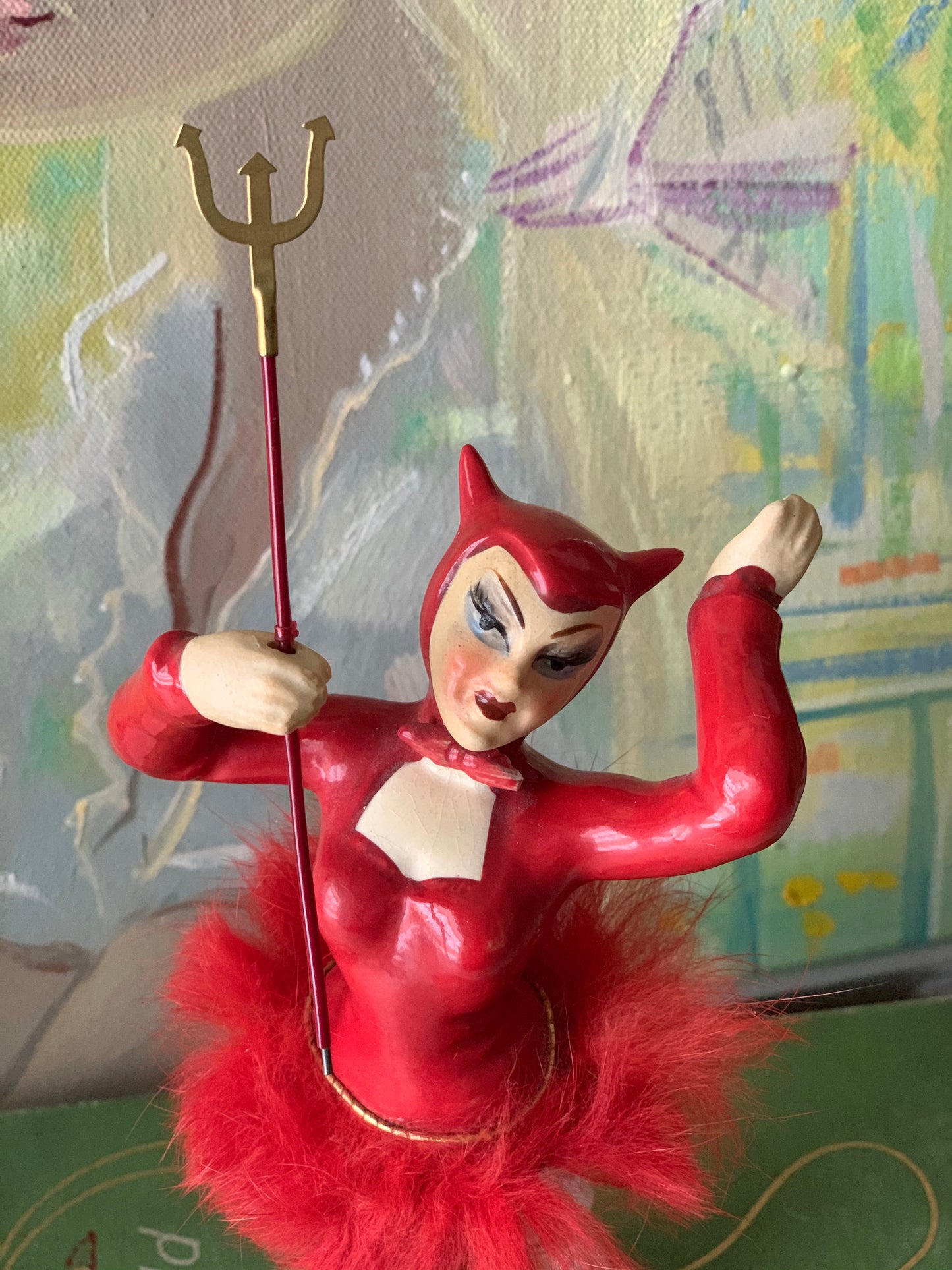 Vintage red devil girl ballerina