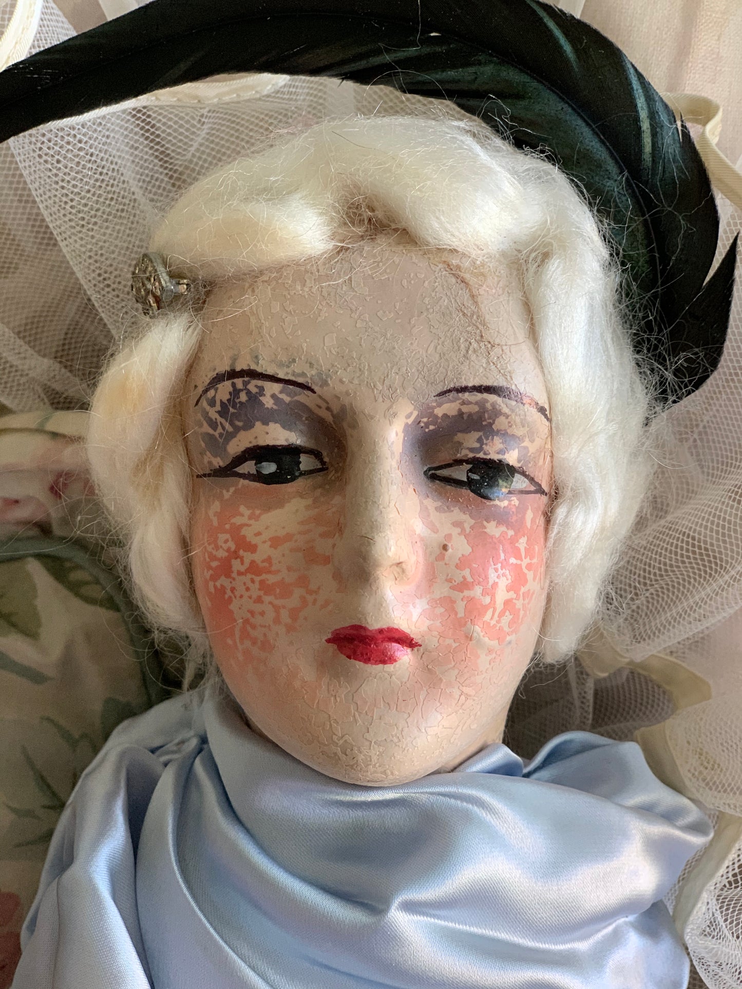 Vintage flapper boudoir doll antique bed doll