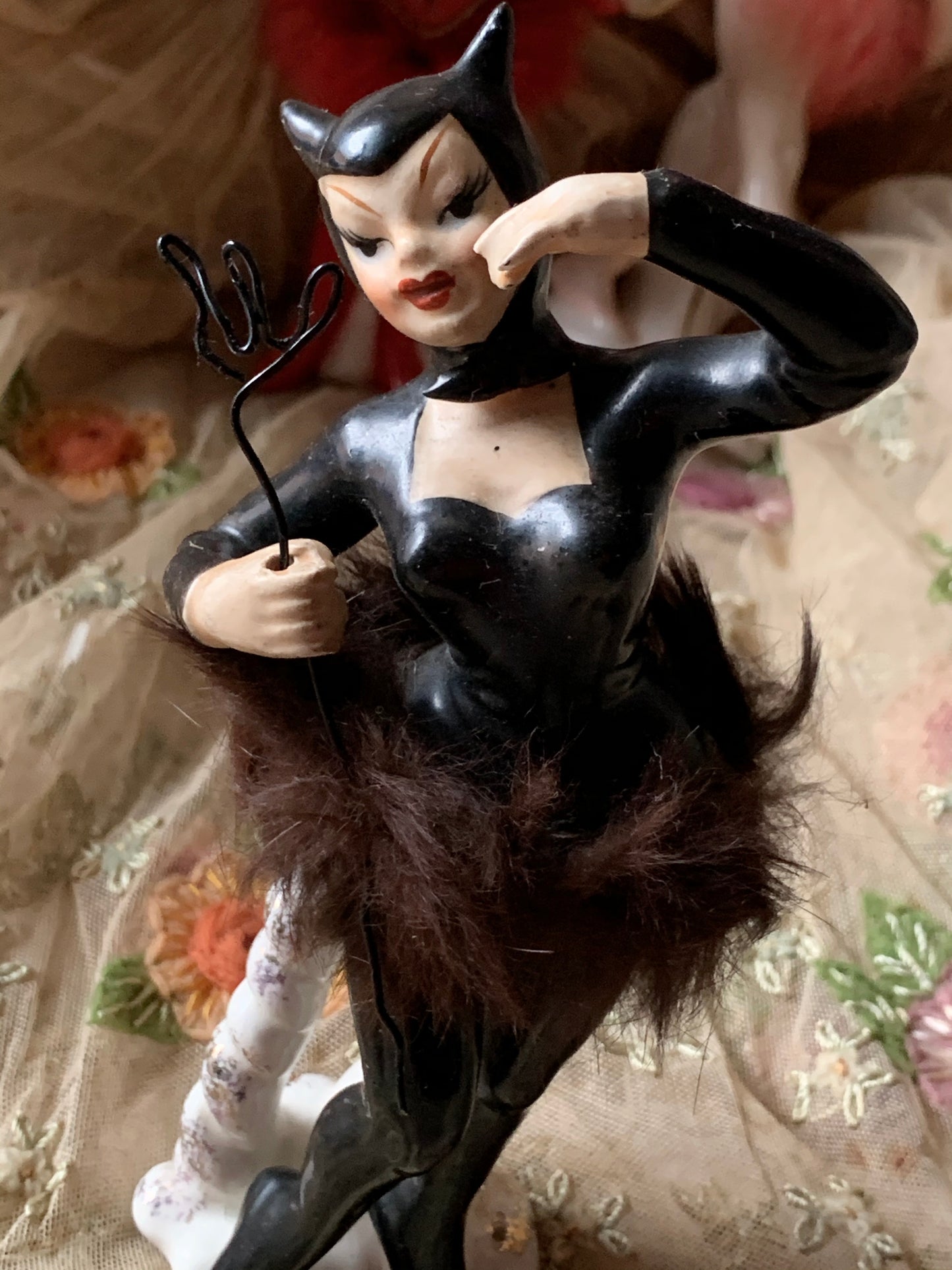 Vintage black devil ballerina figurine
