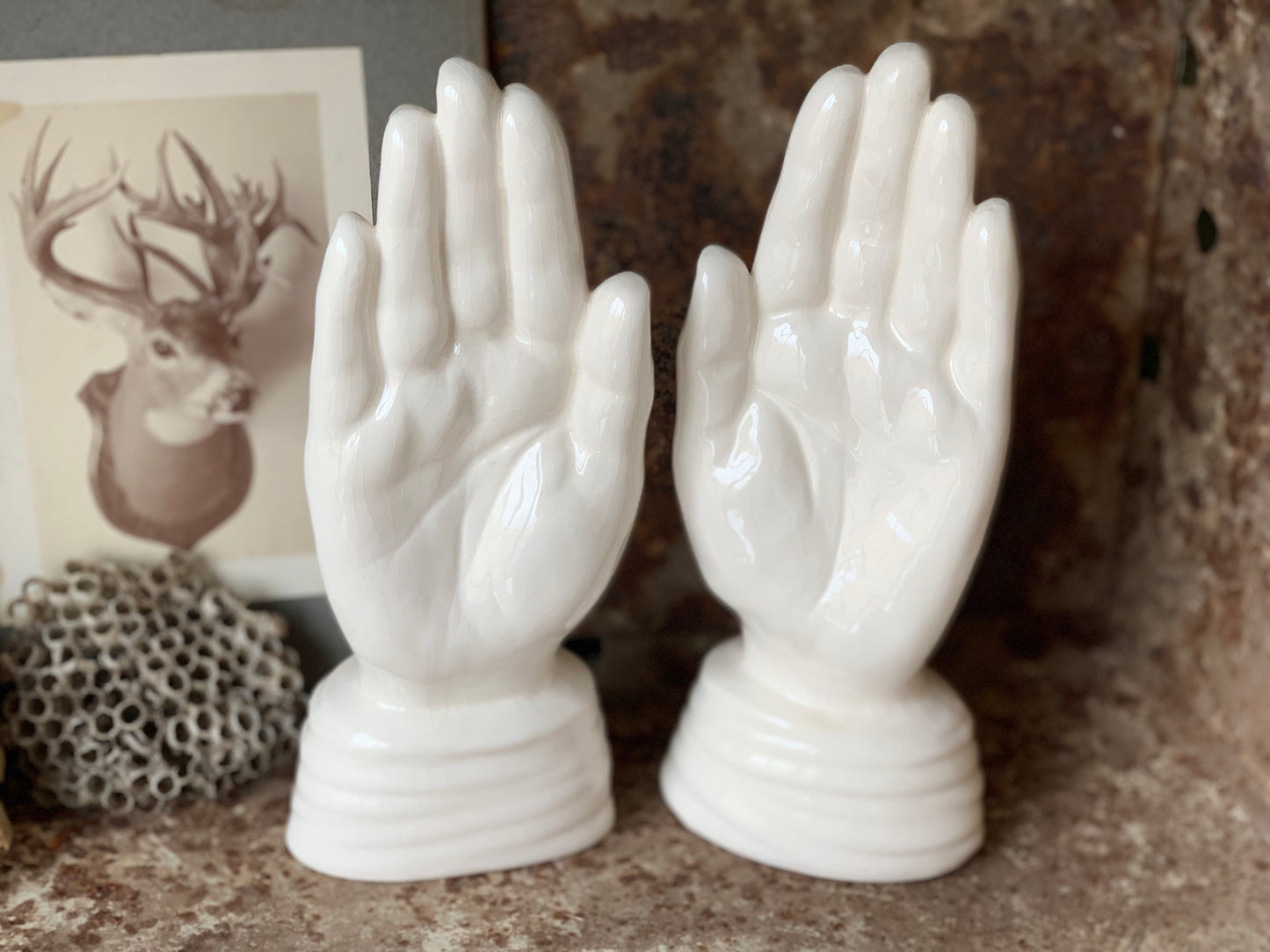Vintage pair of ceramic hands