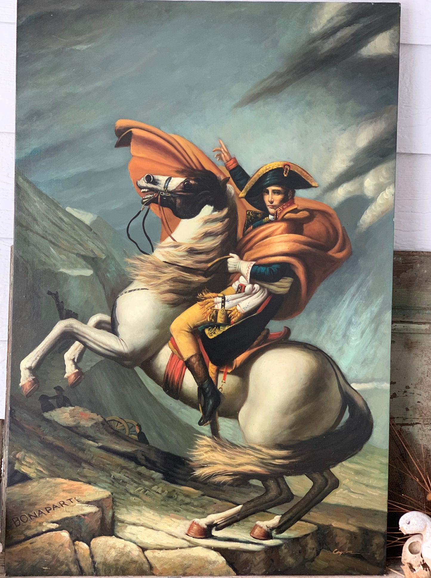 Vintage large original Napoleon reproduction painting