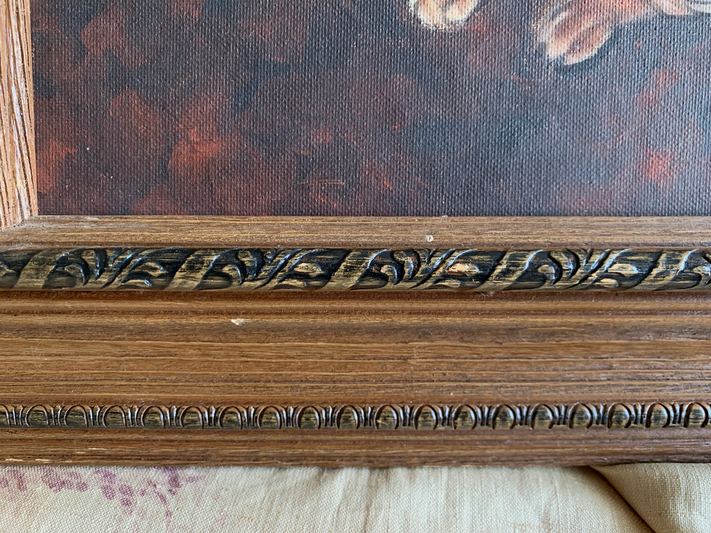 Vintage framed original dog painting