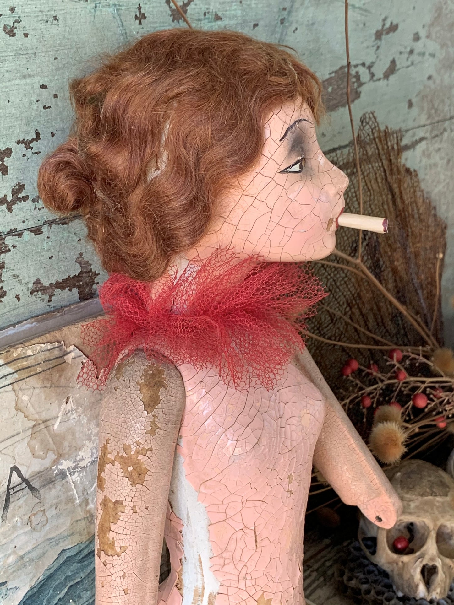 Vintage age worn Cubeb doll as-is