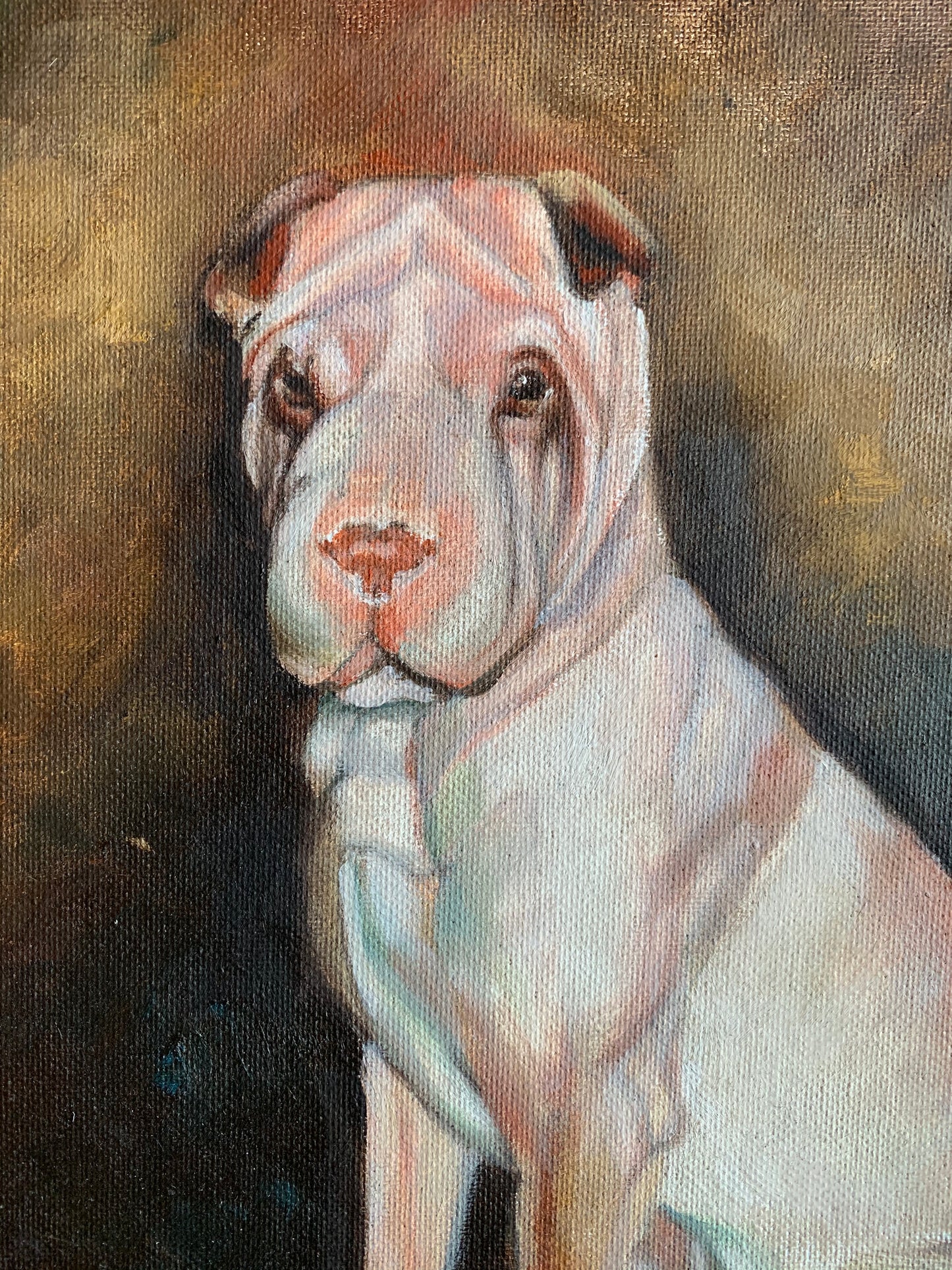 Vintage framed original dog painting