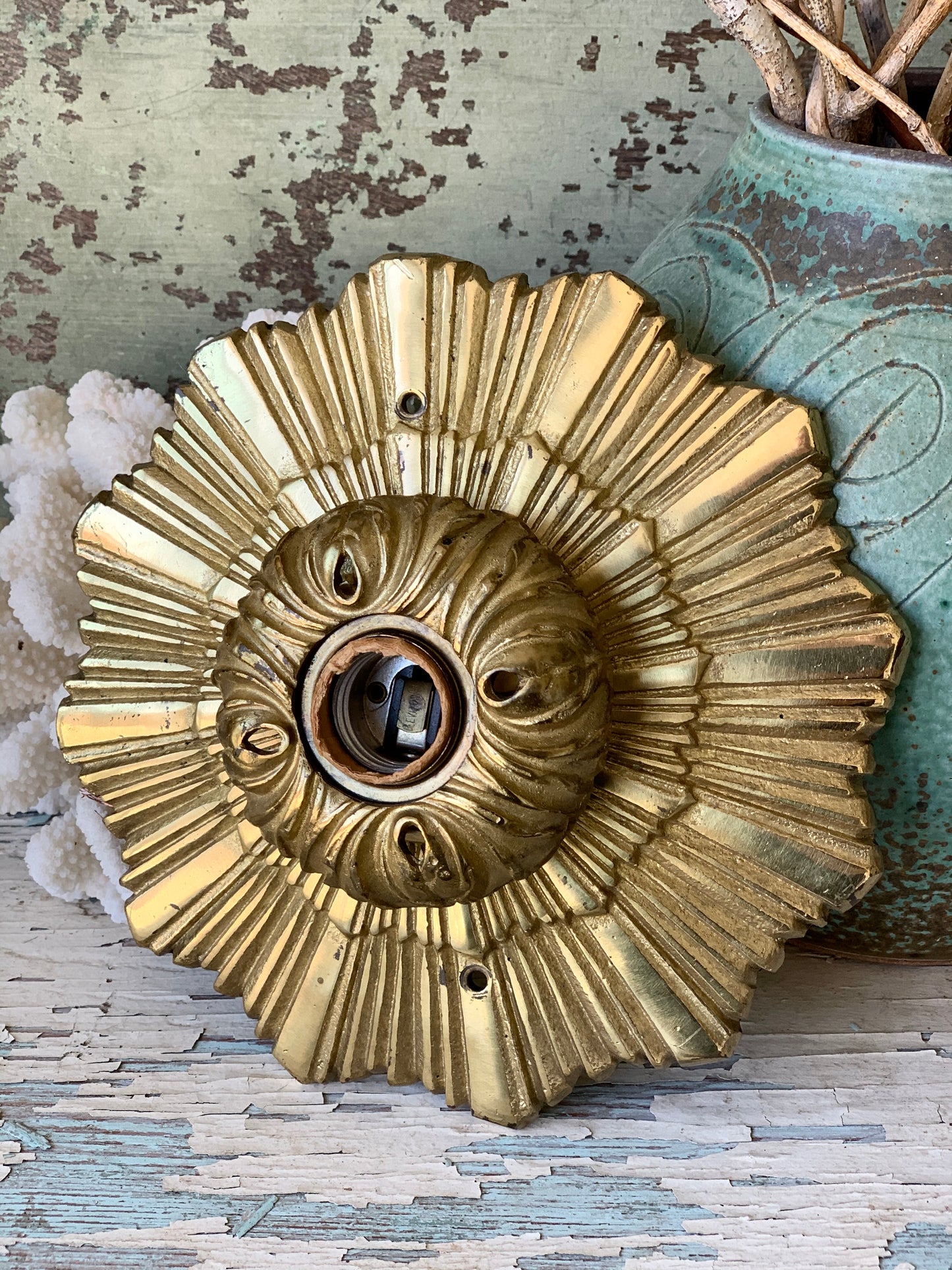 Mid century starburst flush mount ceiling light