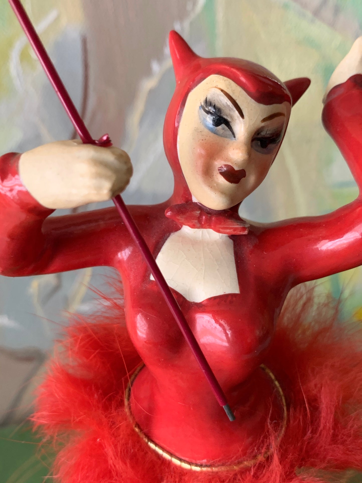 Vintage red devil girl ballerina
