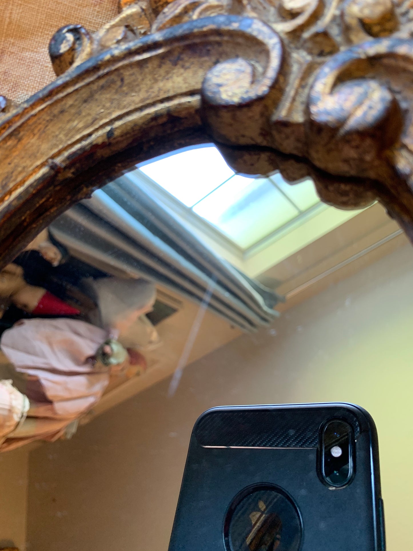 Vintage fancy gold Italian gilt small wall mirror