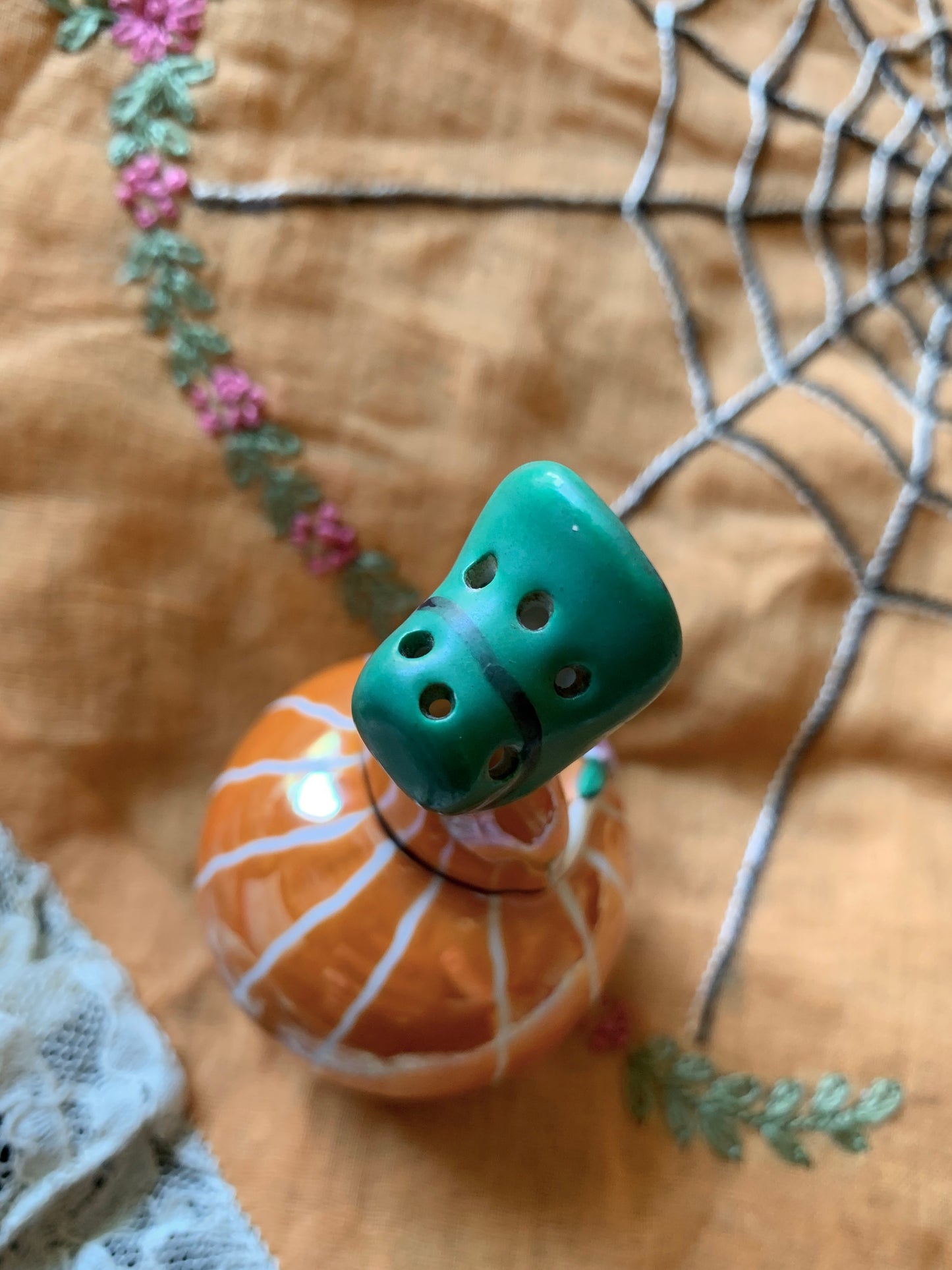 Vintage Noritake girl shaker Japan lusterware porcelain figurine