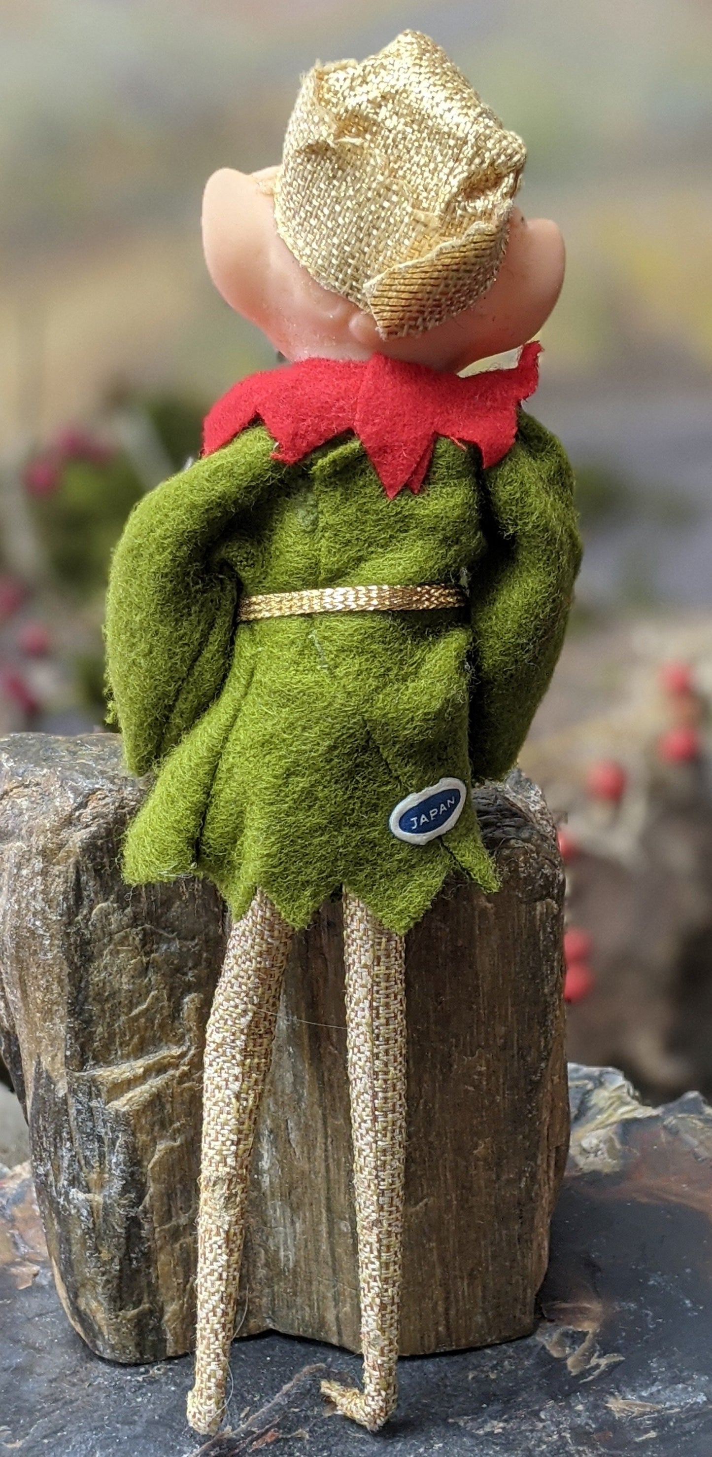 Vintage skinny gold Christmas elf
