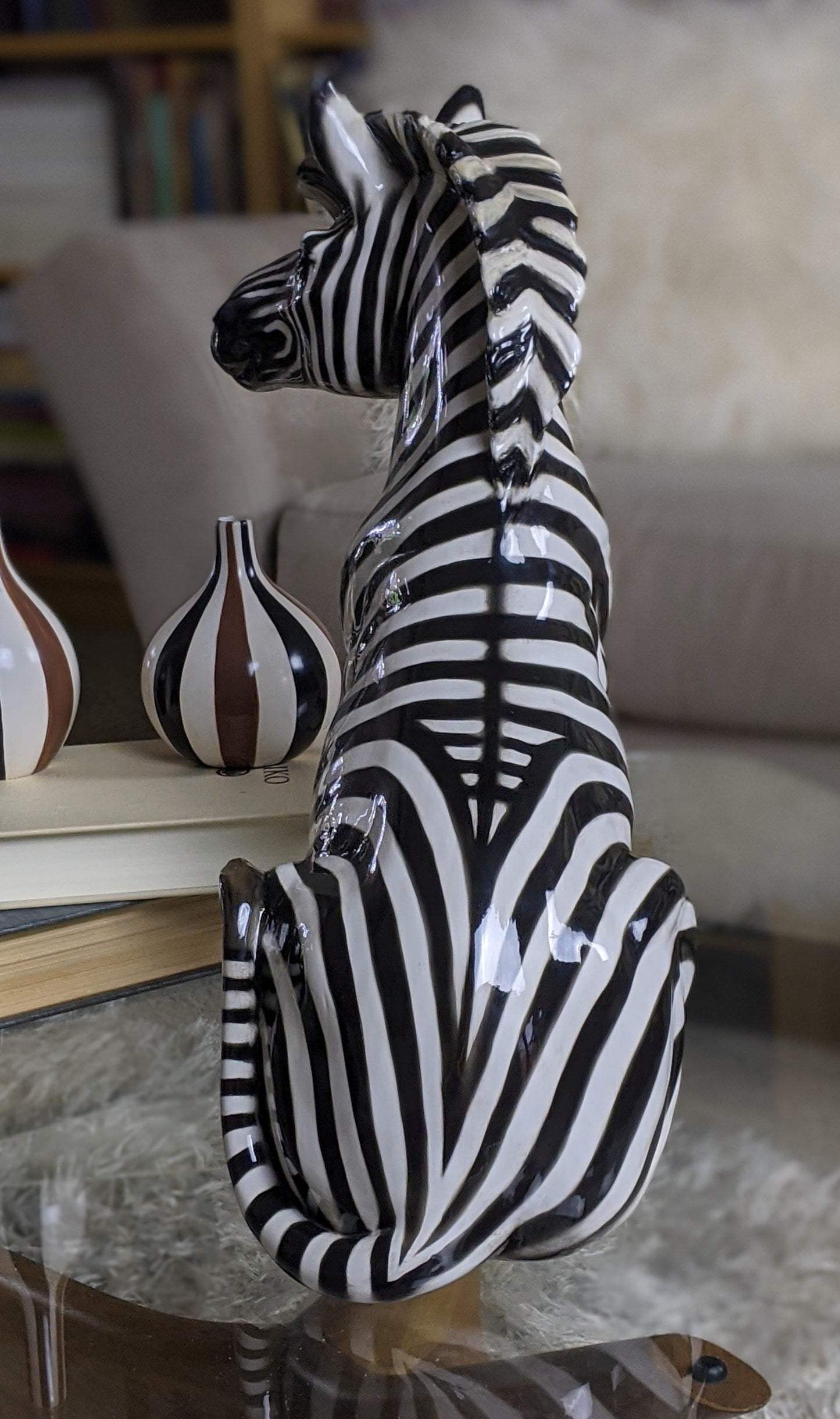 Vintage Italian zebra statue