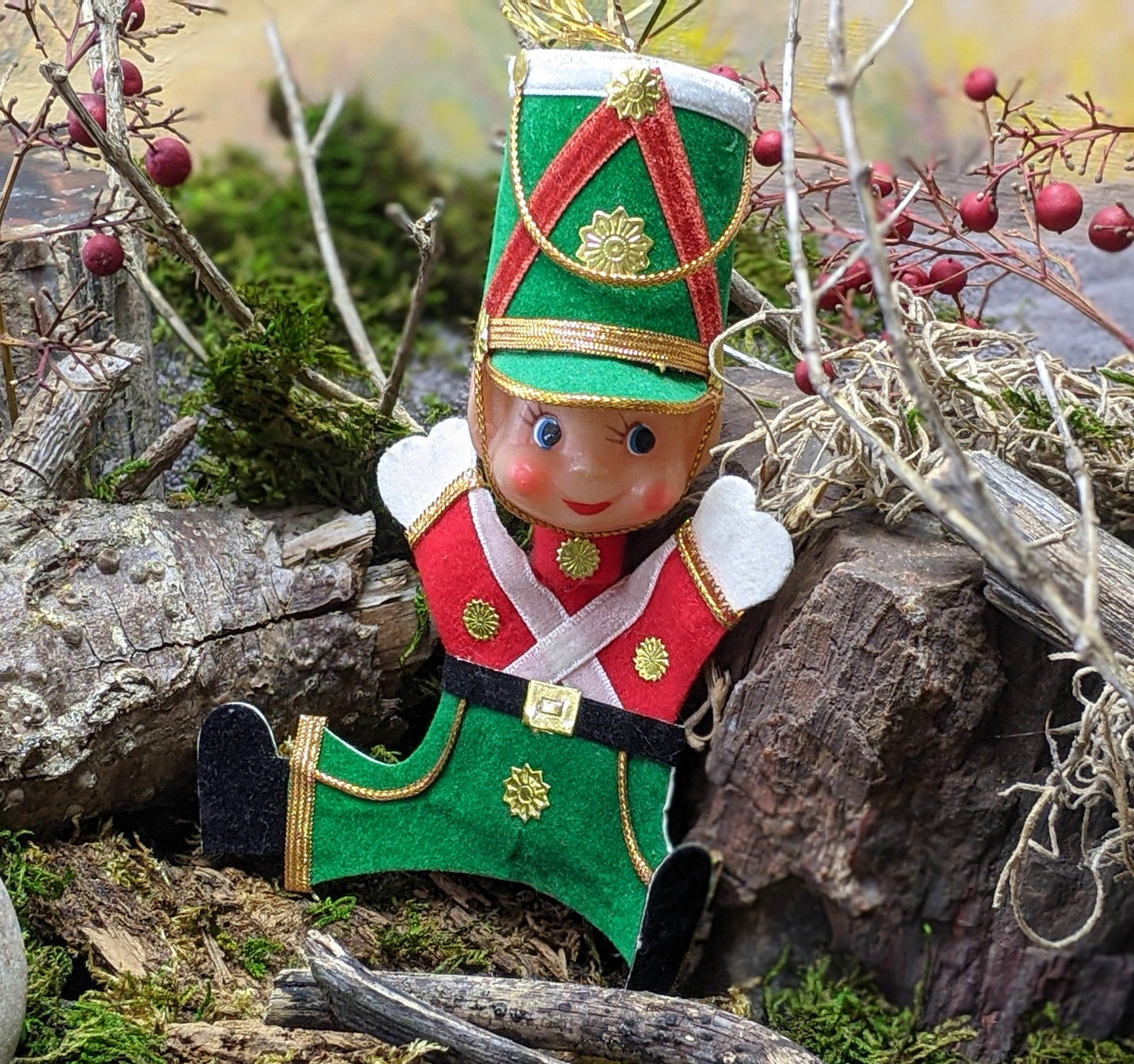 Vintage soldier elf ornament
