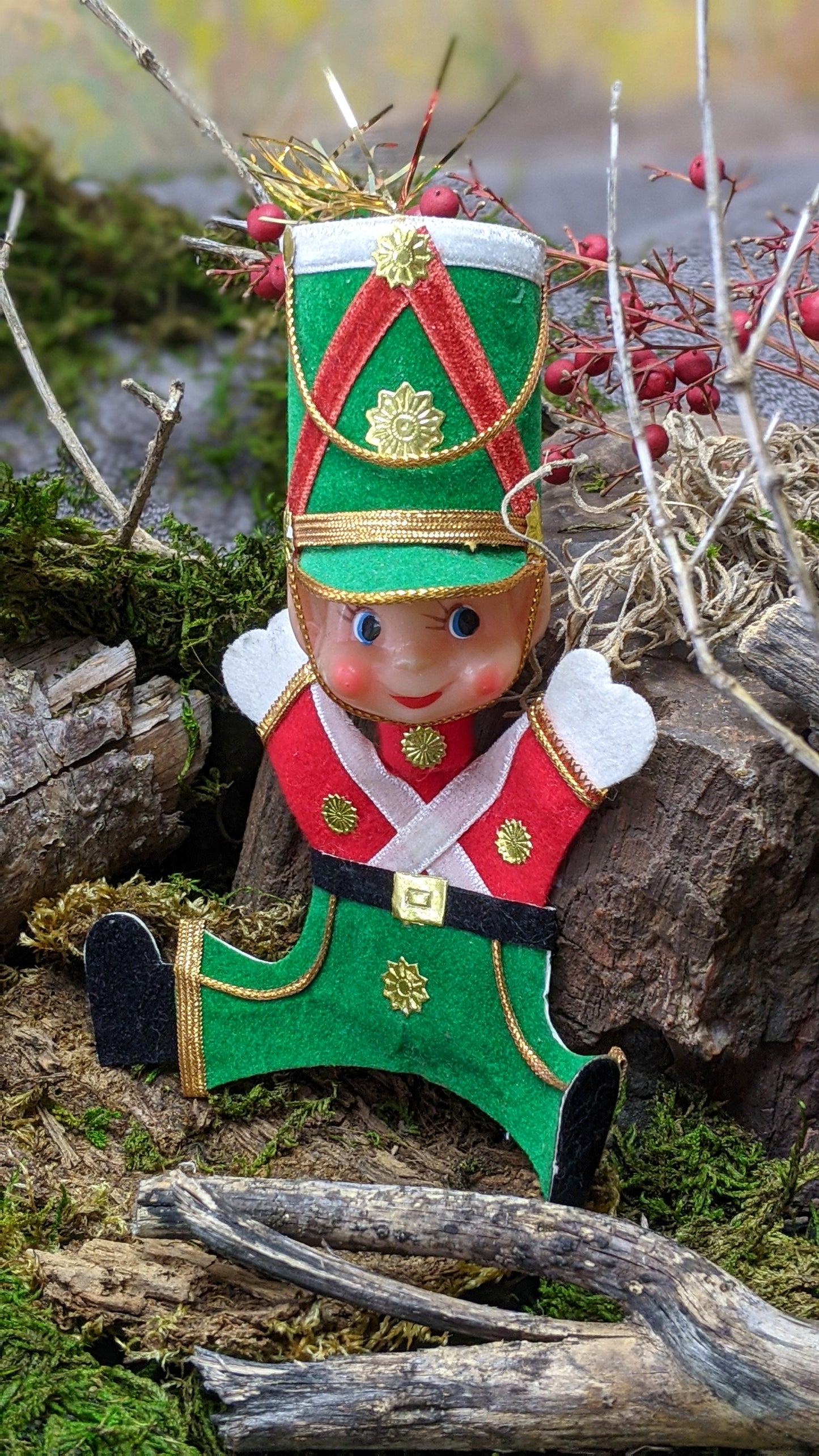 Vintage soldier elf ornament