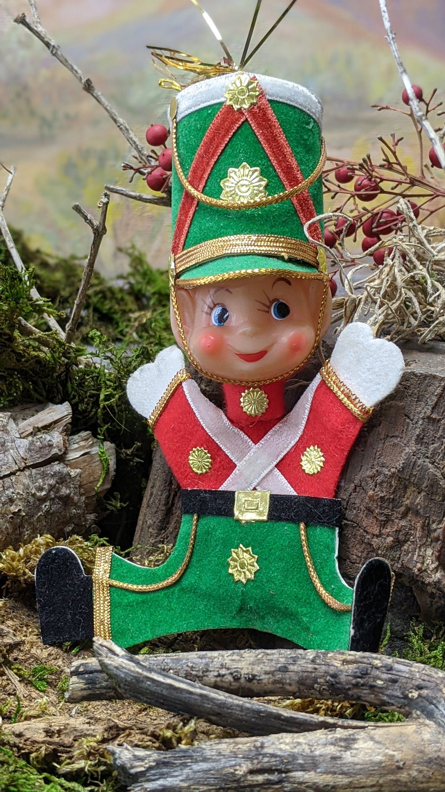 Vintage soldier elf ornament