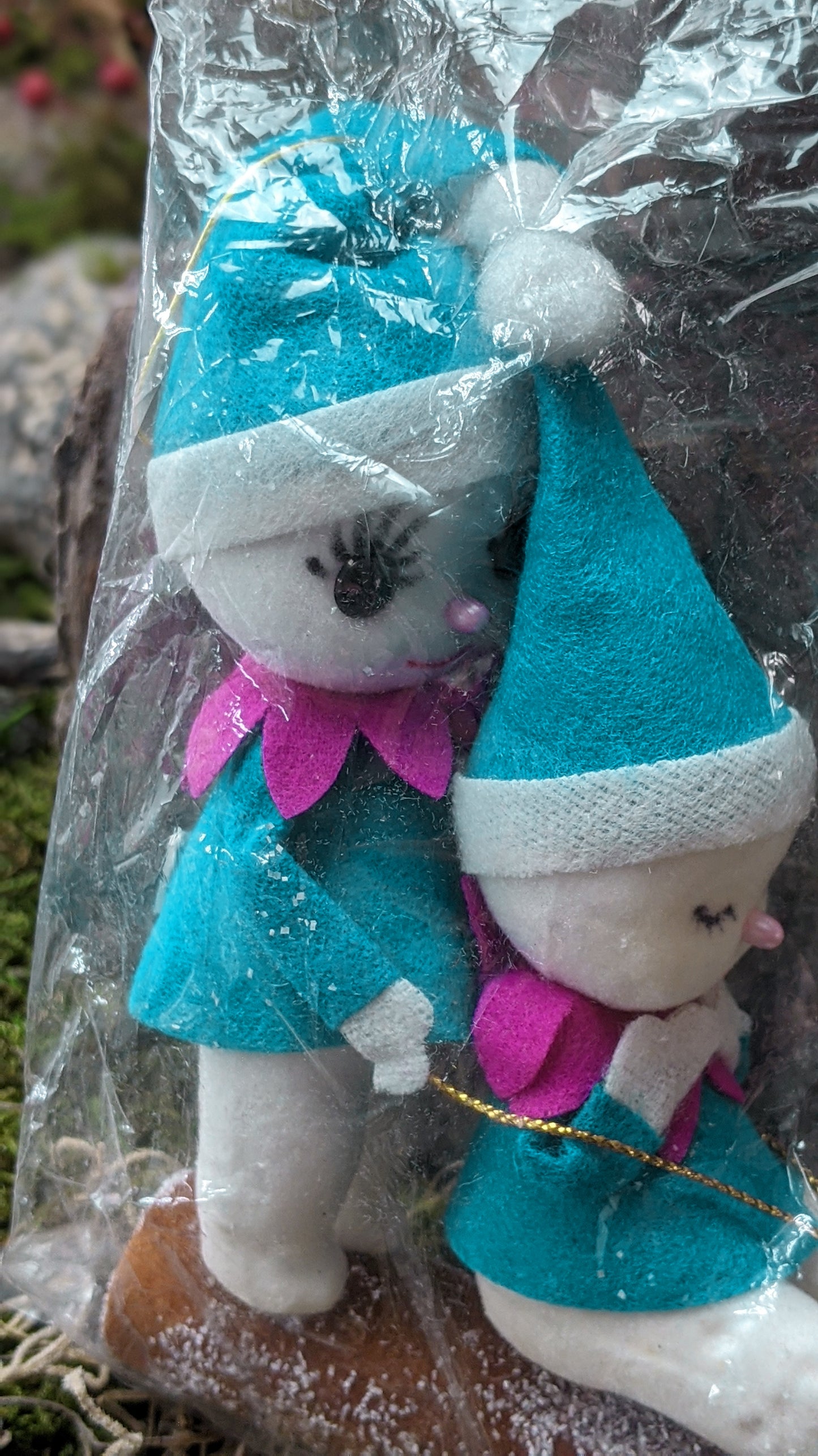 Vintage snow pixies decoration in package