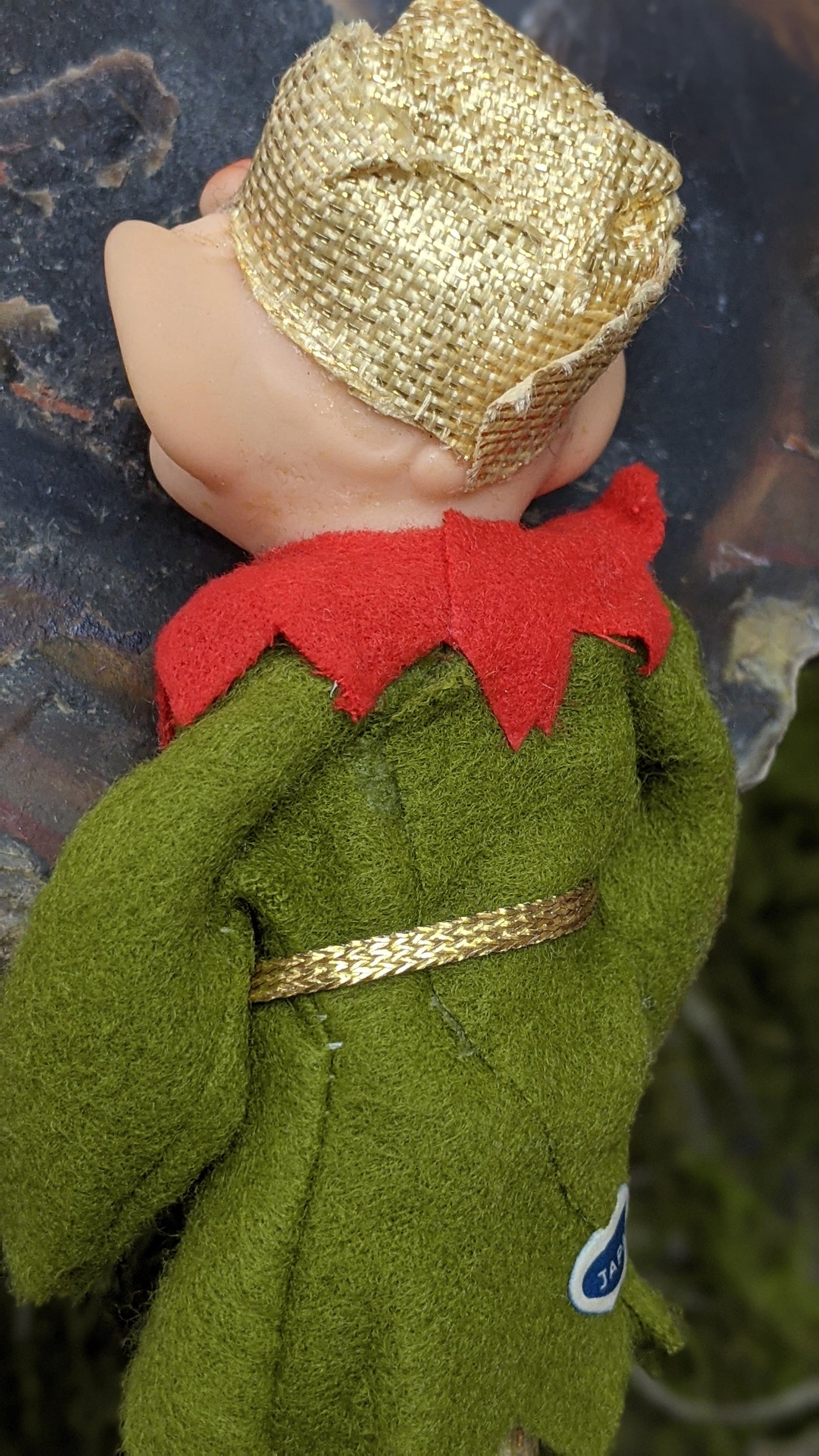 Vintage skinny gold Christmas elf