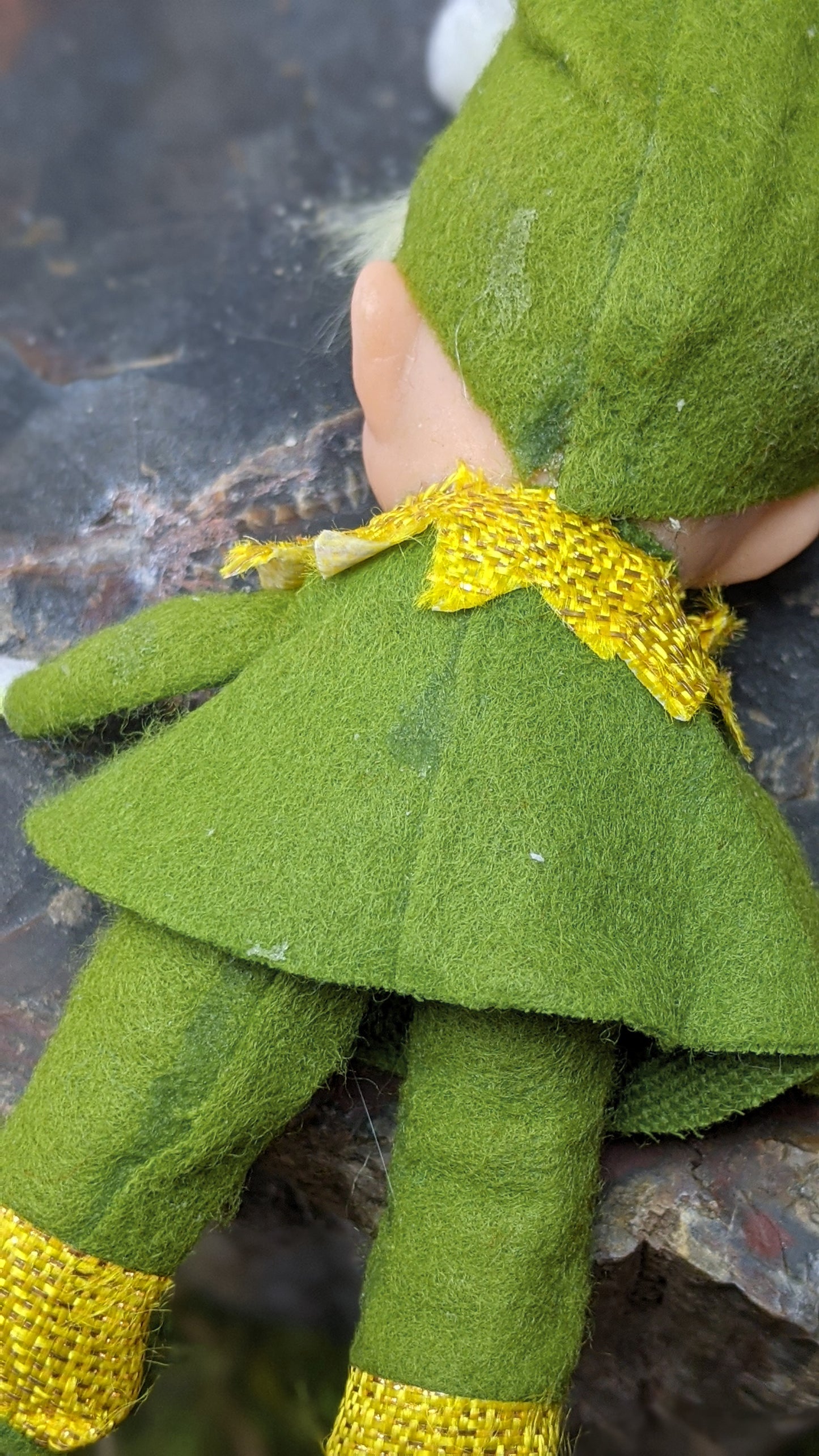 Vintage green pixie elf ornament