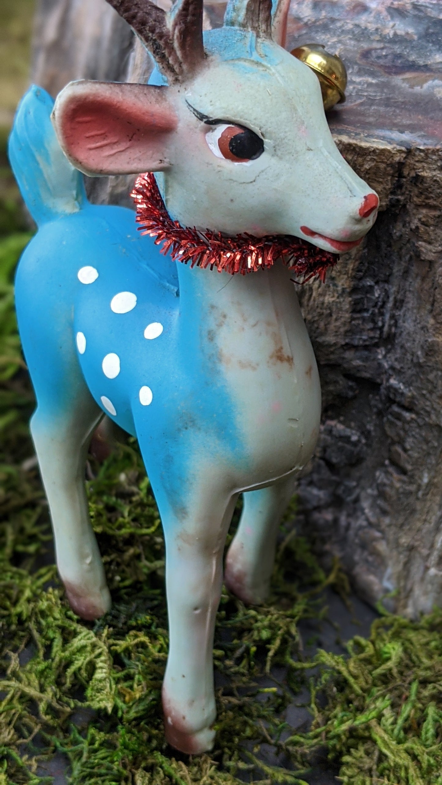 Vintage blue Christmas reindeer