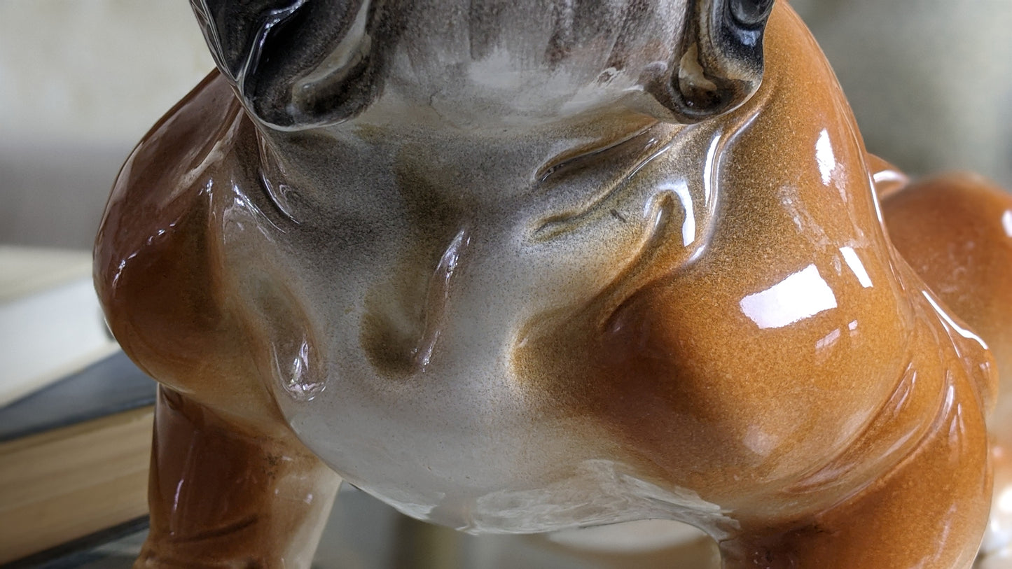 Vintage ceramic bulldog statue