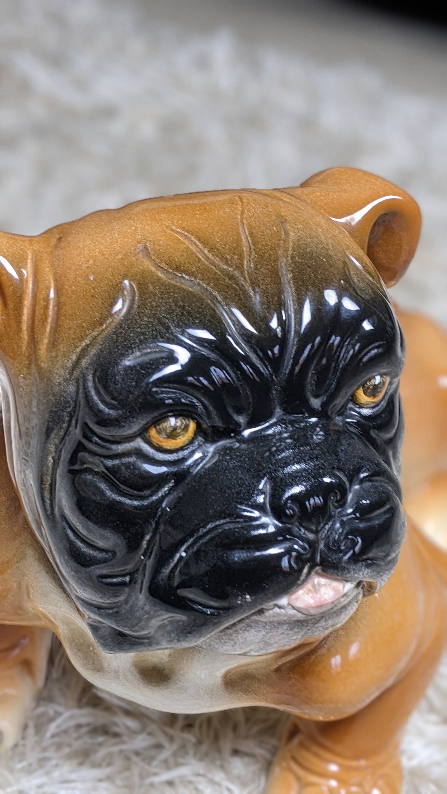 Vintage ceramic bulldog statue