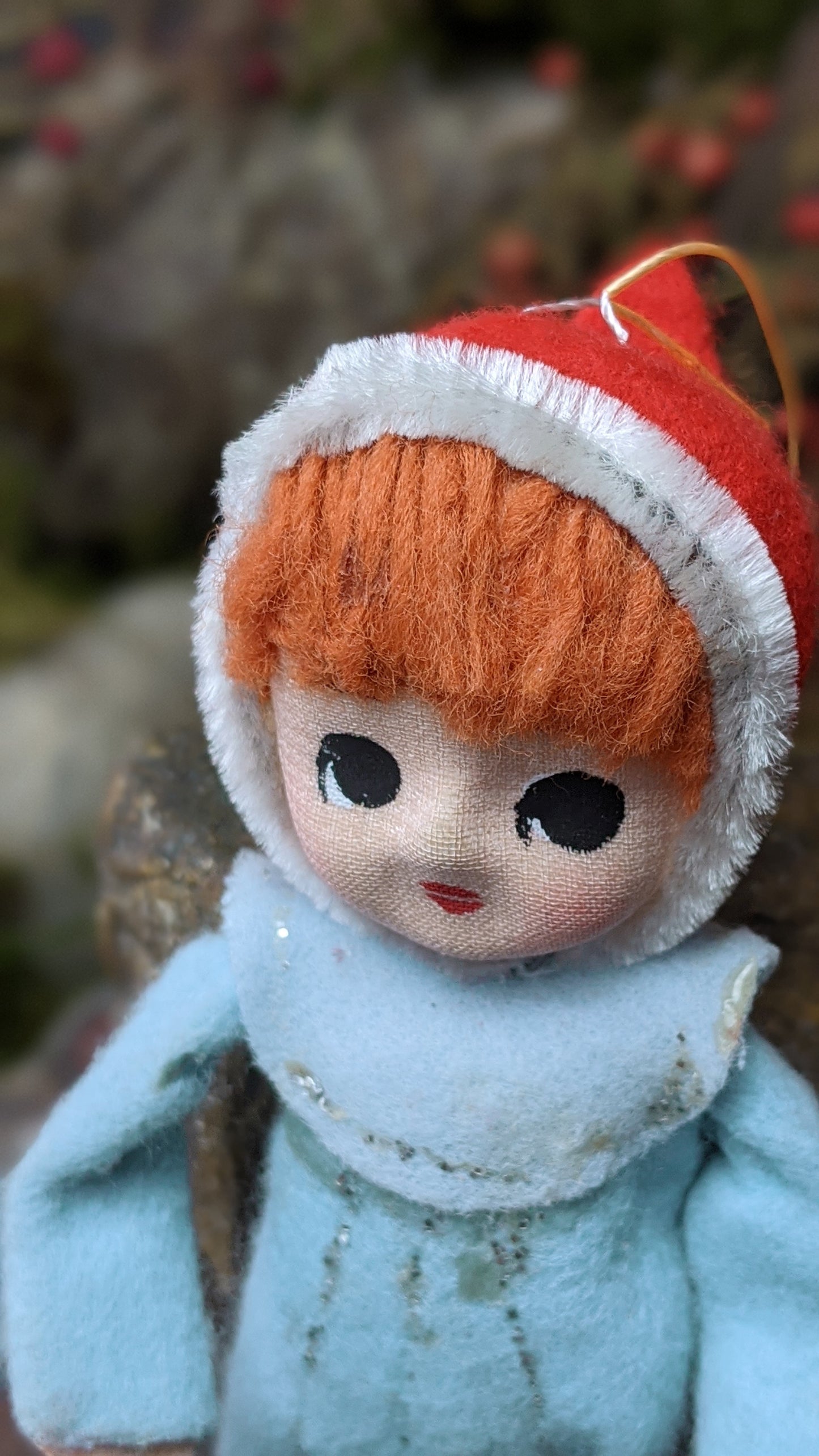 Vintage Christmas pose doll girl pixie