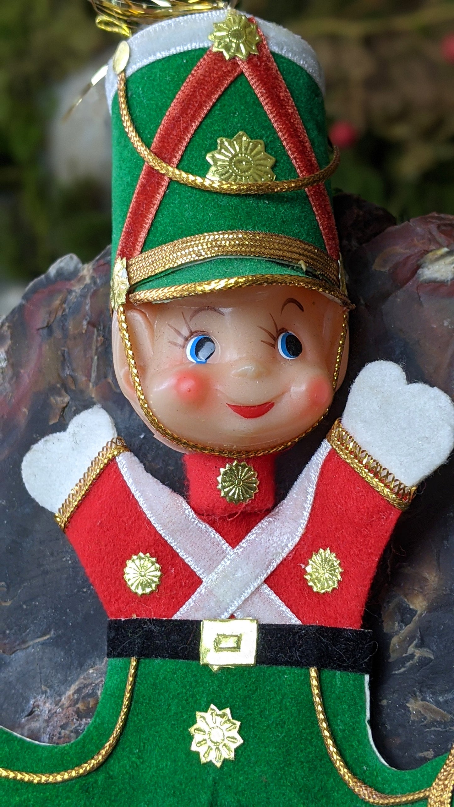 Vintage soldier elf ornament