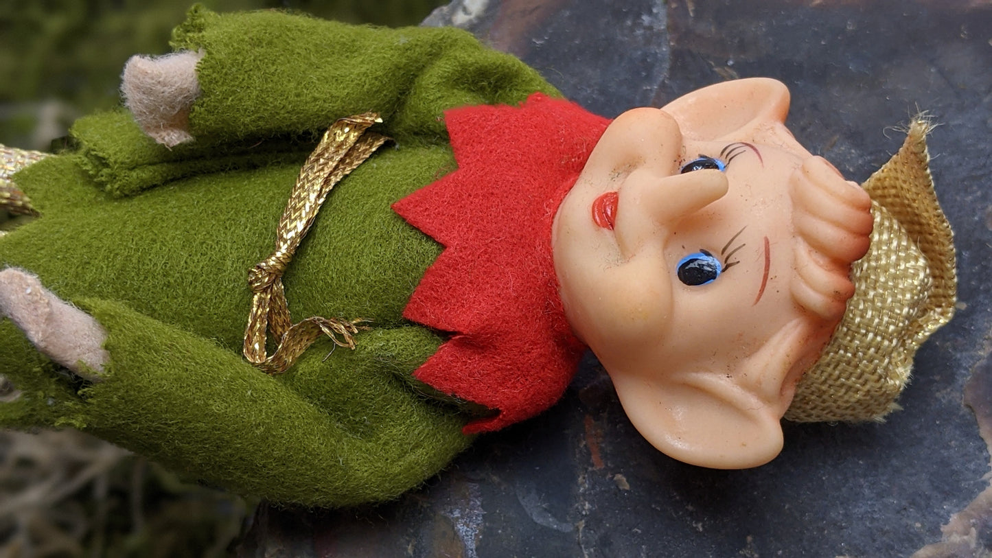 Vintage skinny gold Christmas elf
