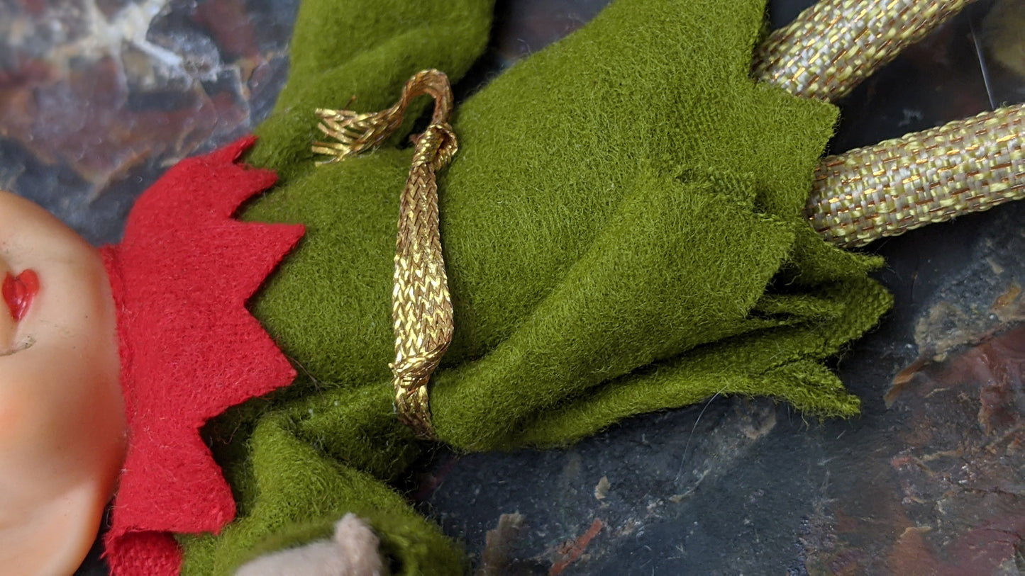 Vintage skinny gold Christmas elf