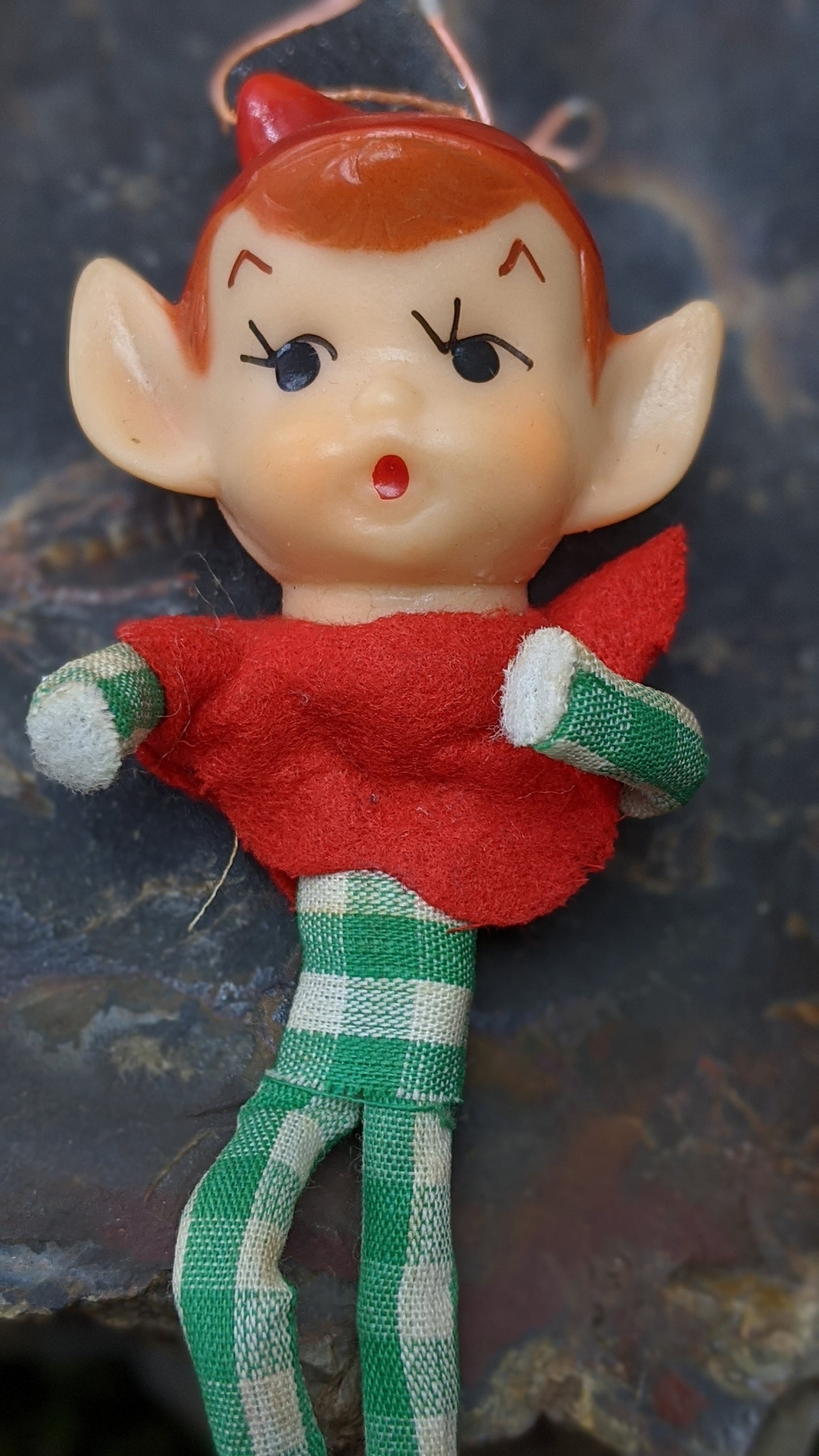 Vintage mini pixie elf ornament