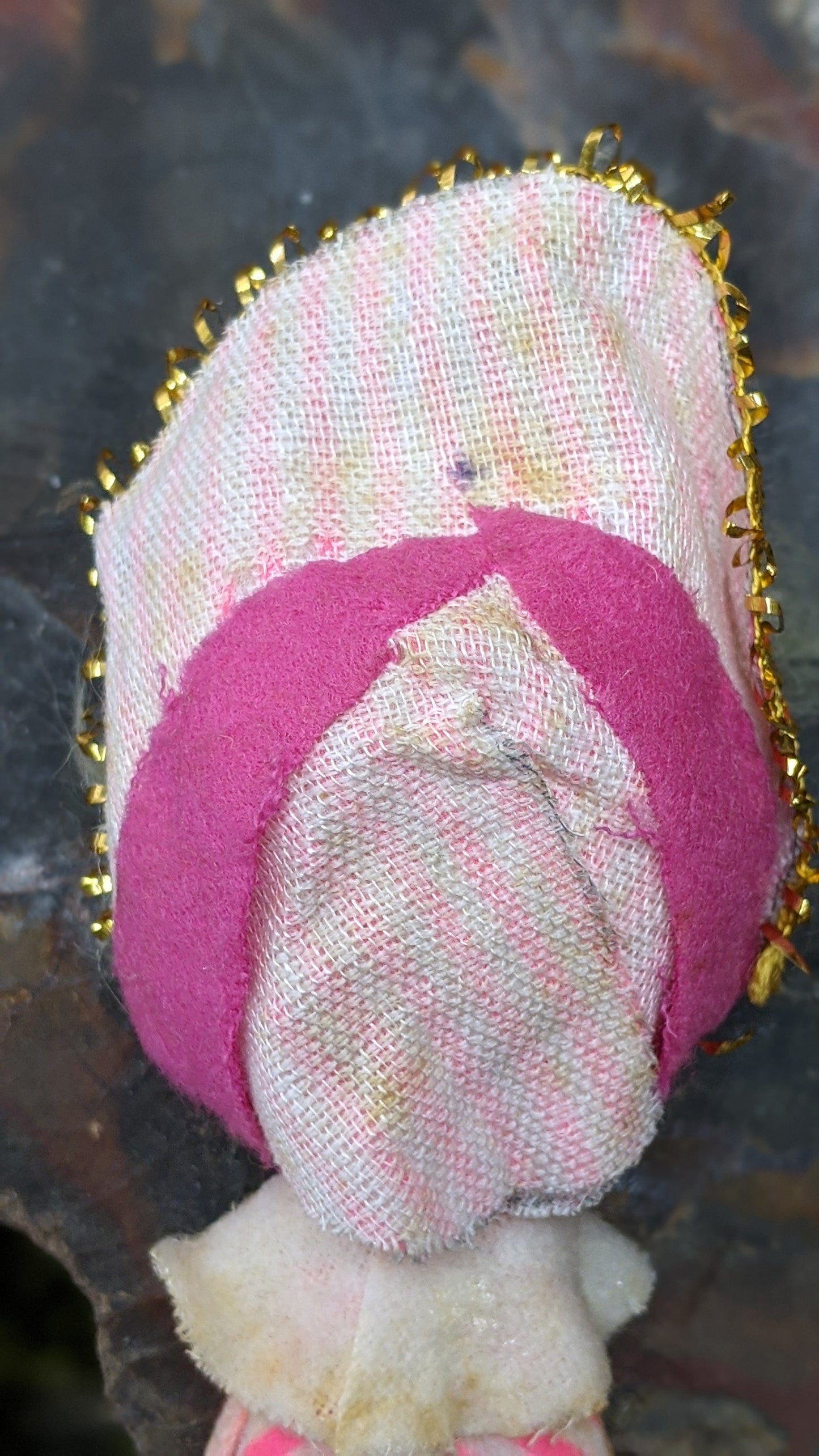 Vintage mini pink striped elf girl