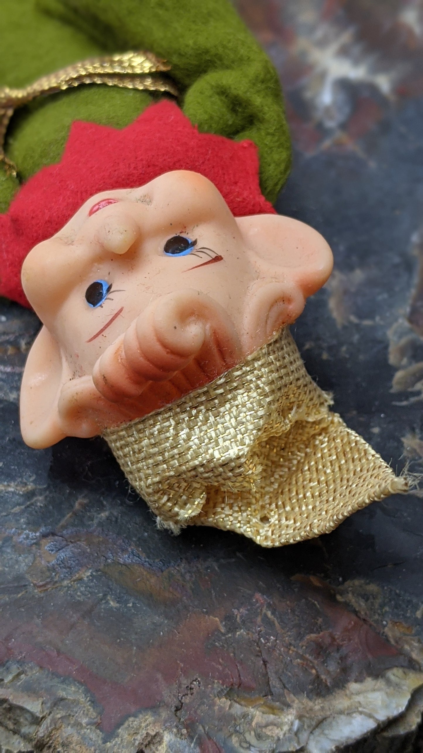 Vintage skinny gold Christmas elf